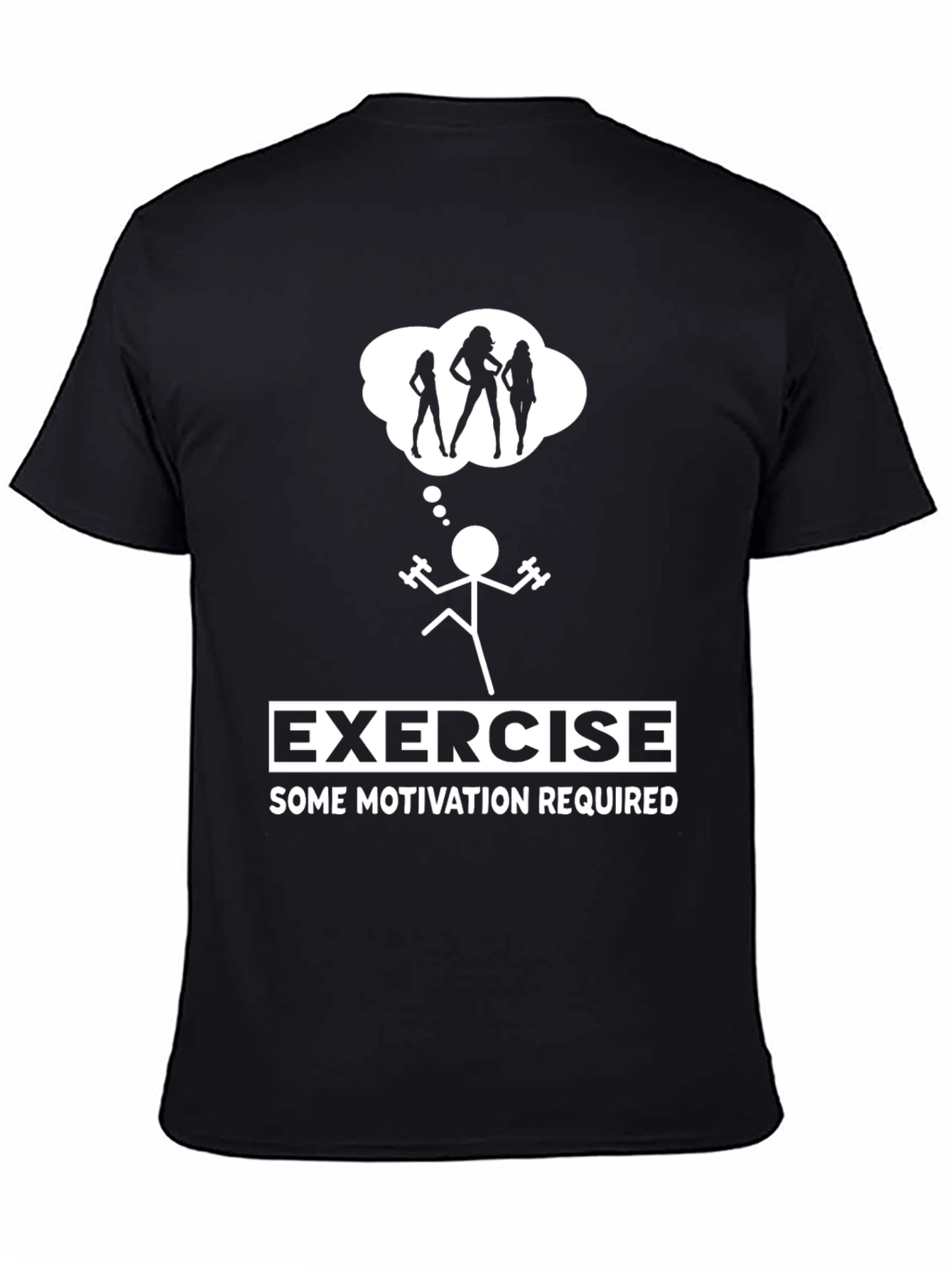 Black Funny Exercise Motivation Graphic T-Shirt view 4