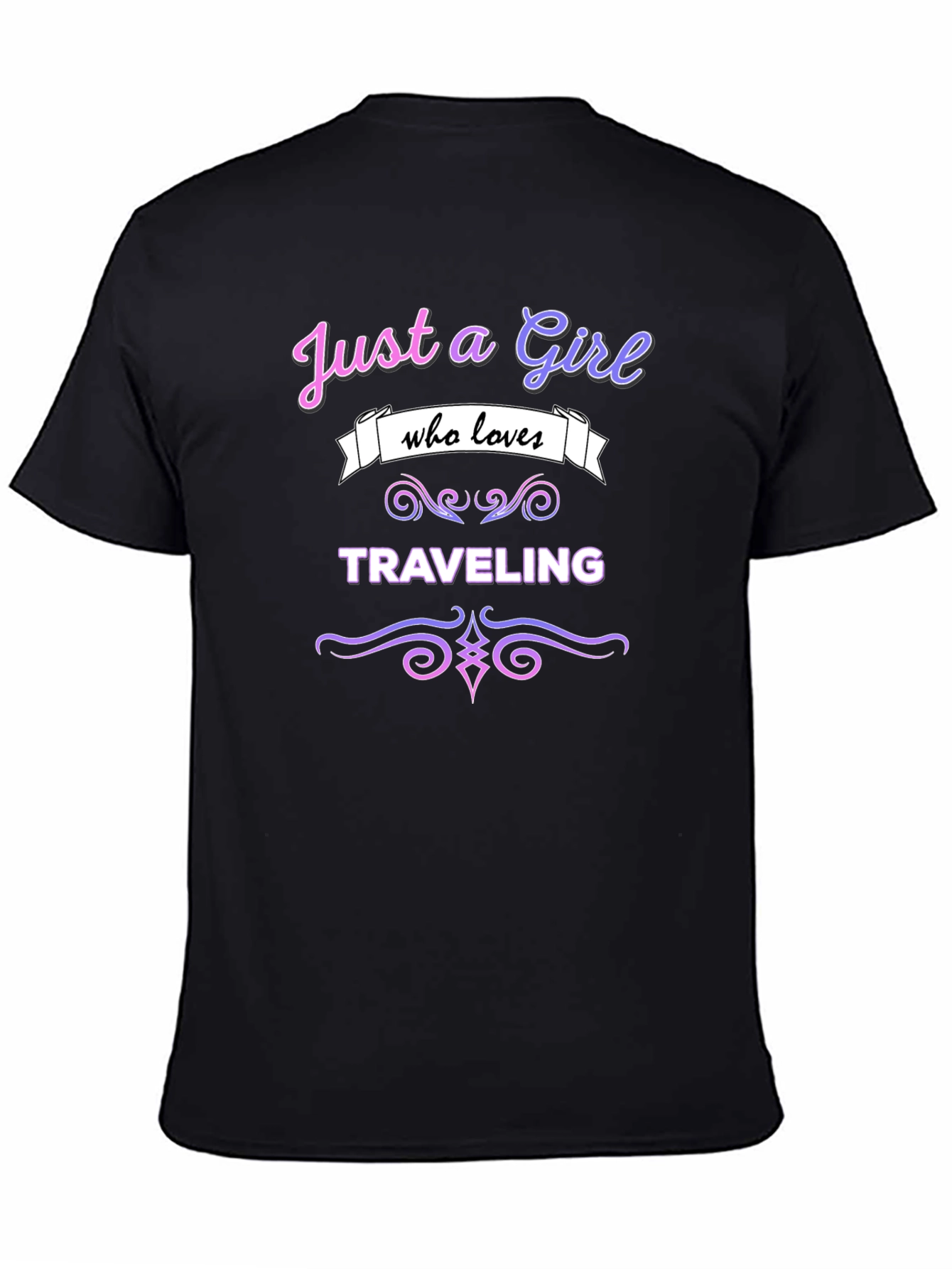 Black Just A Girl Who Loves Traveling T-Shirt view 4