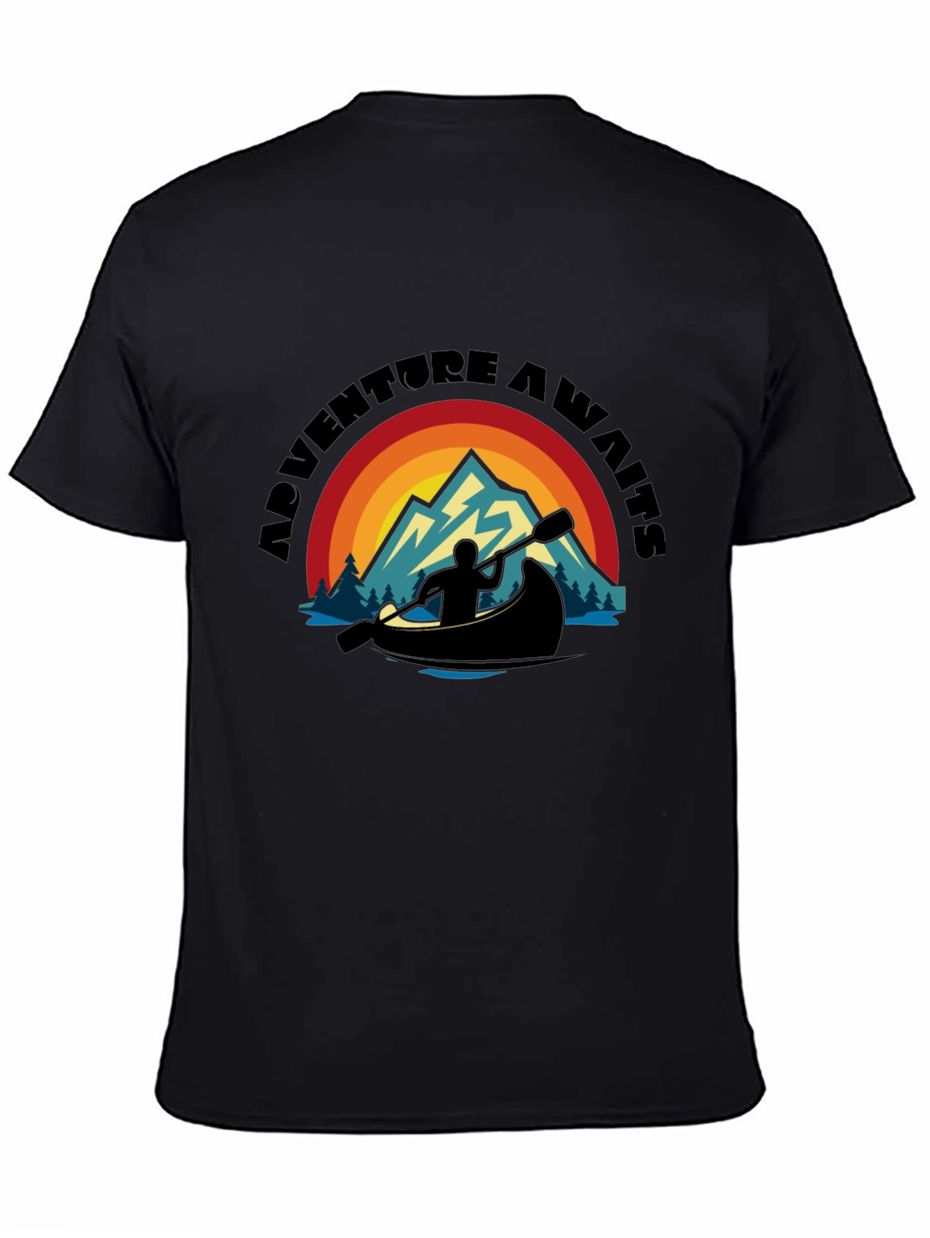 Black Adventure Awaits Graphic T-Shirt view 4