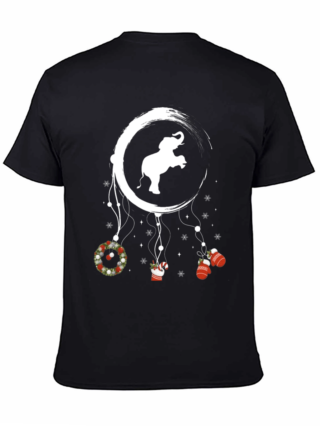 Black Elephant Christmas Dreamcatcher T-Shirt view 4