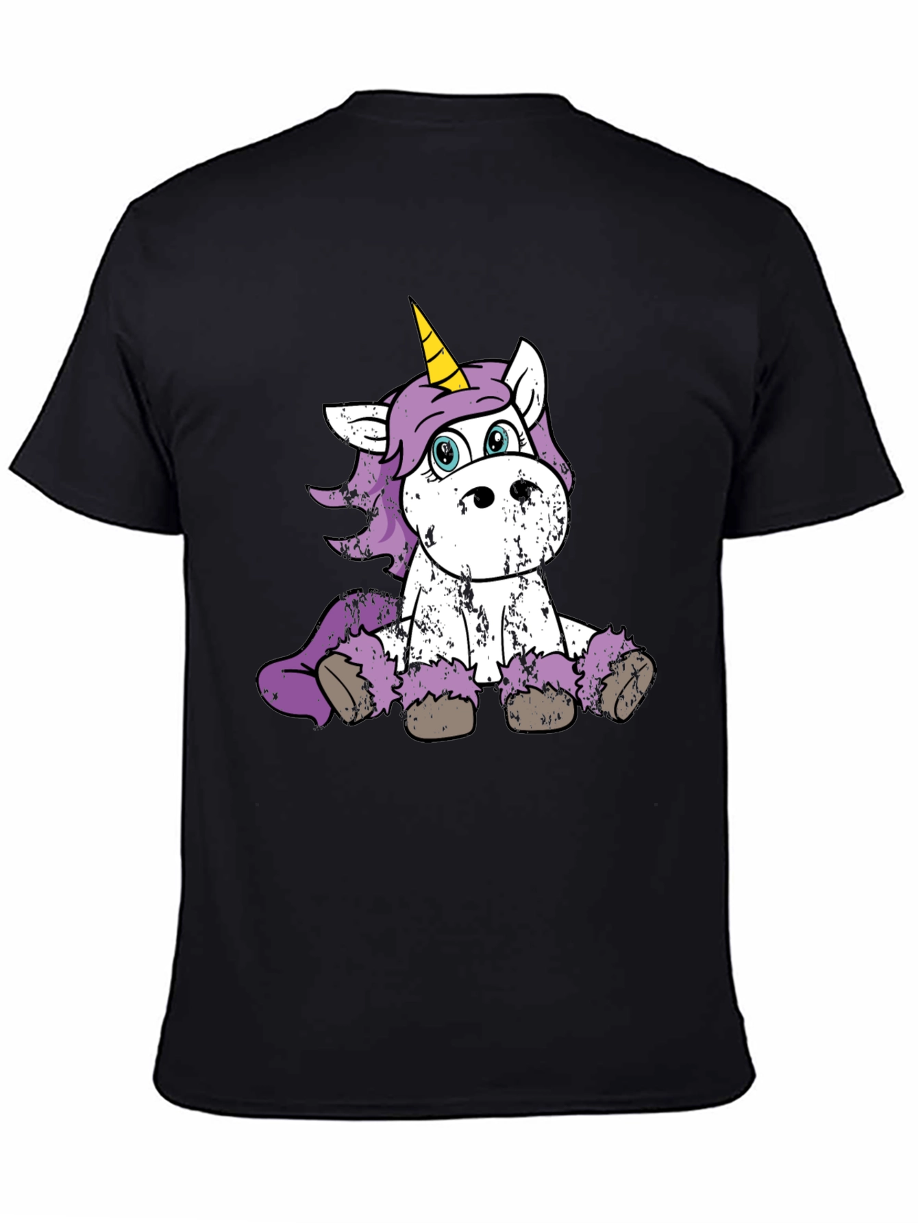 Black Cute Unicorn Graphic Black T-Shirt view 4