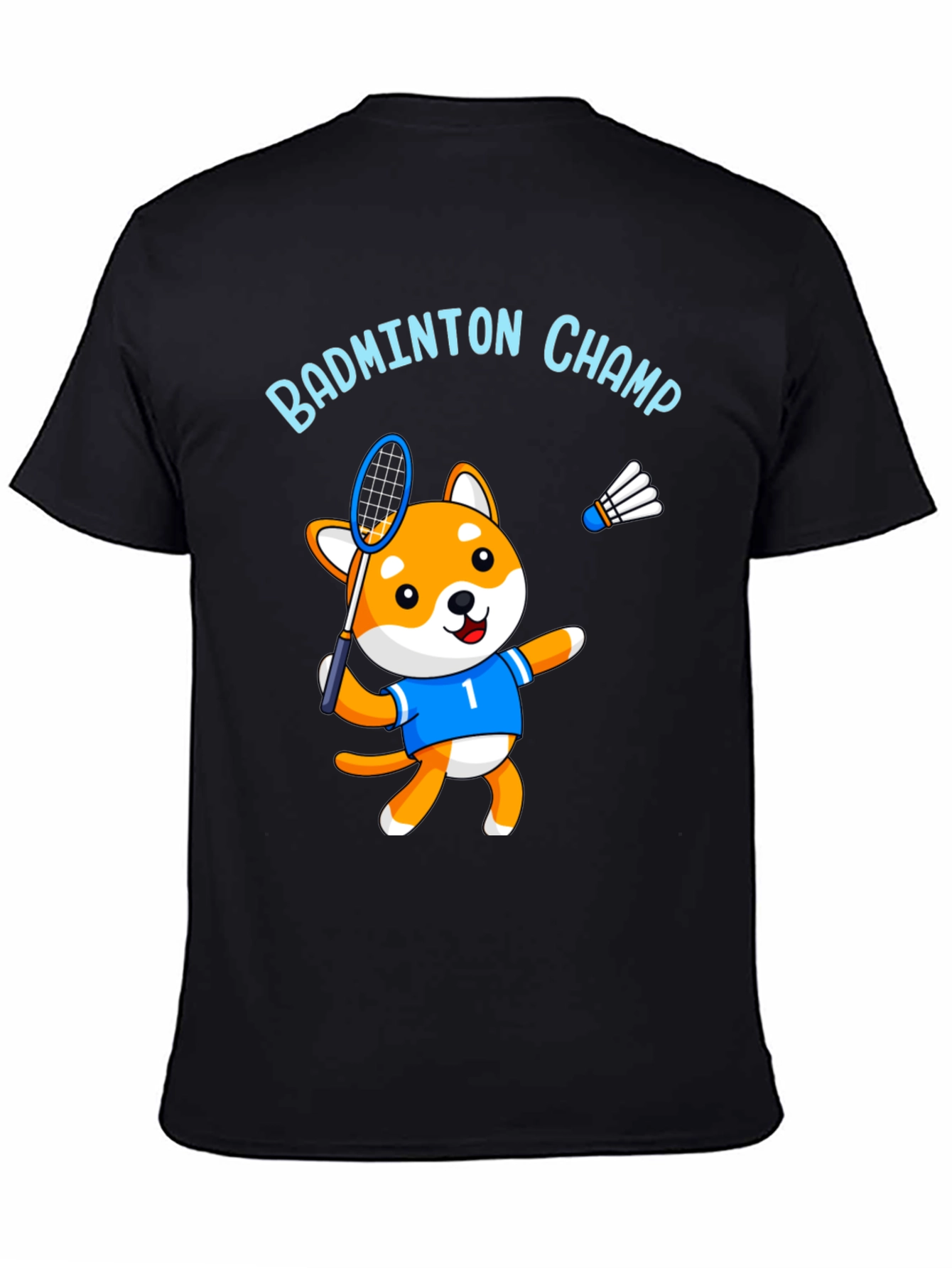 Black Badminton Champ Dog Graphic Tee - Black view 4