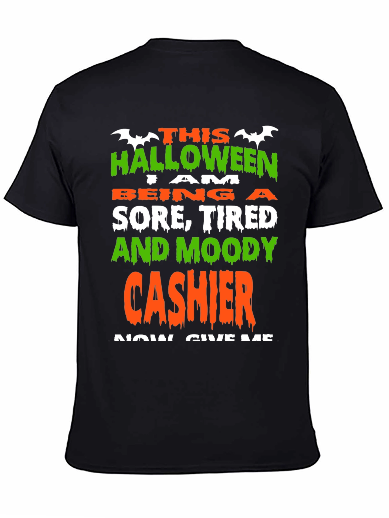 Black Halloween Cashier Graphic Tee - Sore Tired & Moody view 4