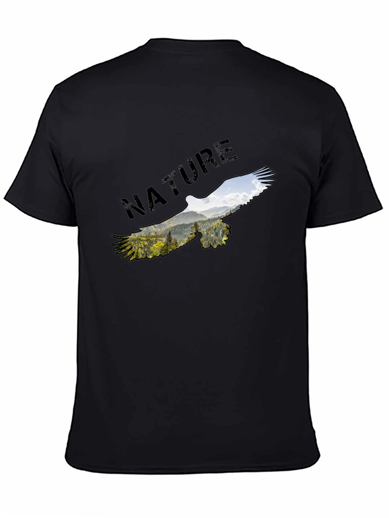 Black Nature Eagle Graphic Black T-Shirt view 4