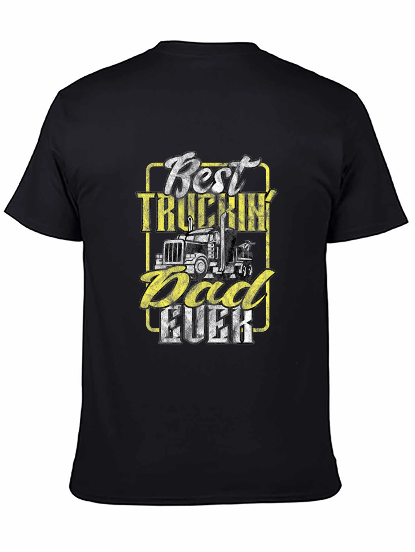 Black Best Truckin' Dad Ever - Novelty T-Shirt view 4