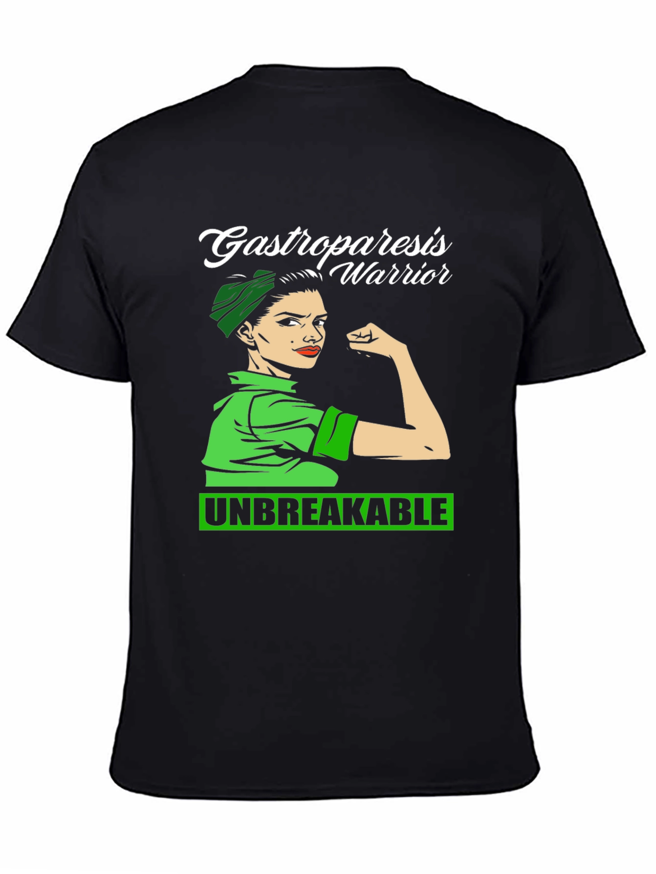 Black Gastroparesis Warrior Black T-Shirt view 4
