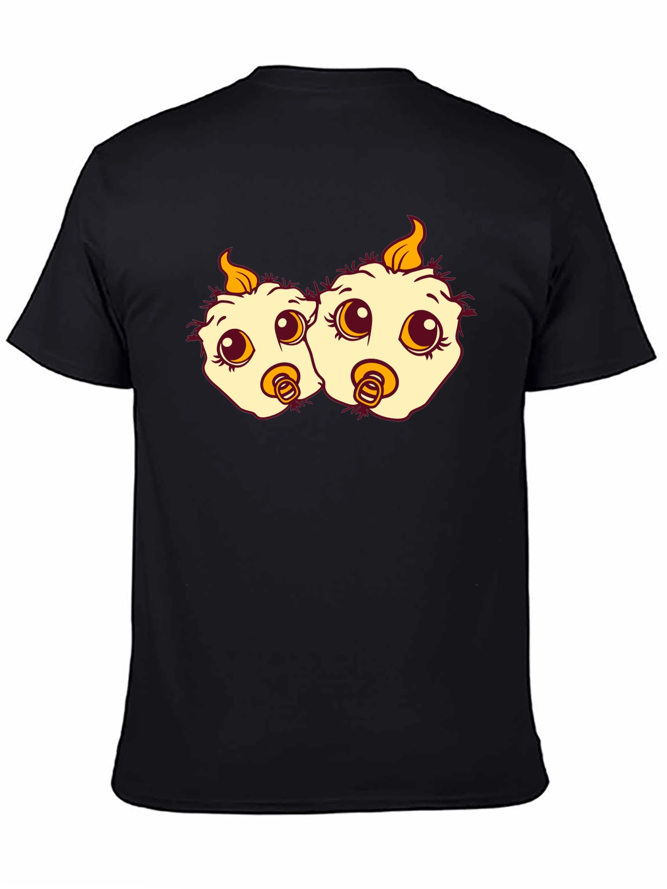 Black Cartoon Chick Twins Black T-Shirt view 4