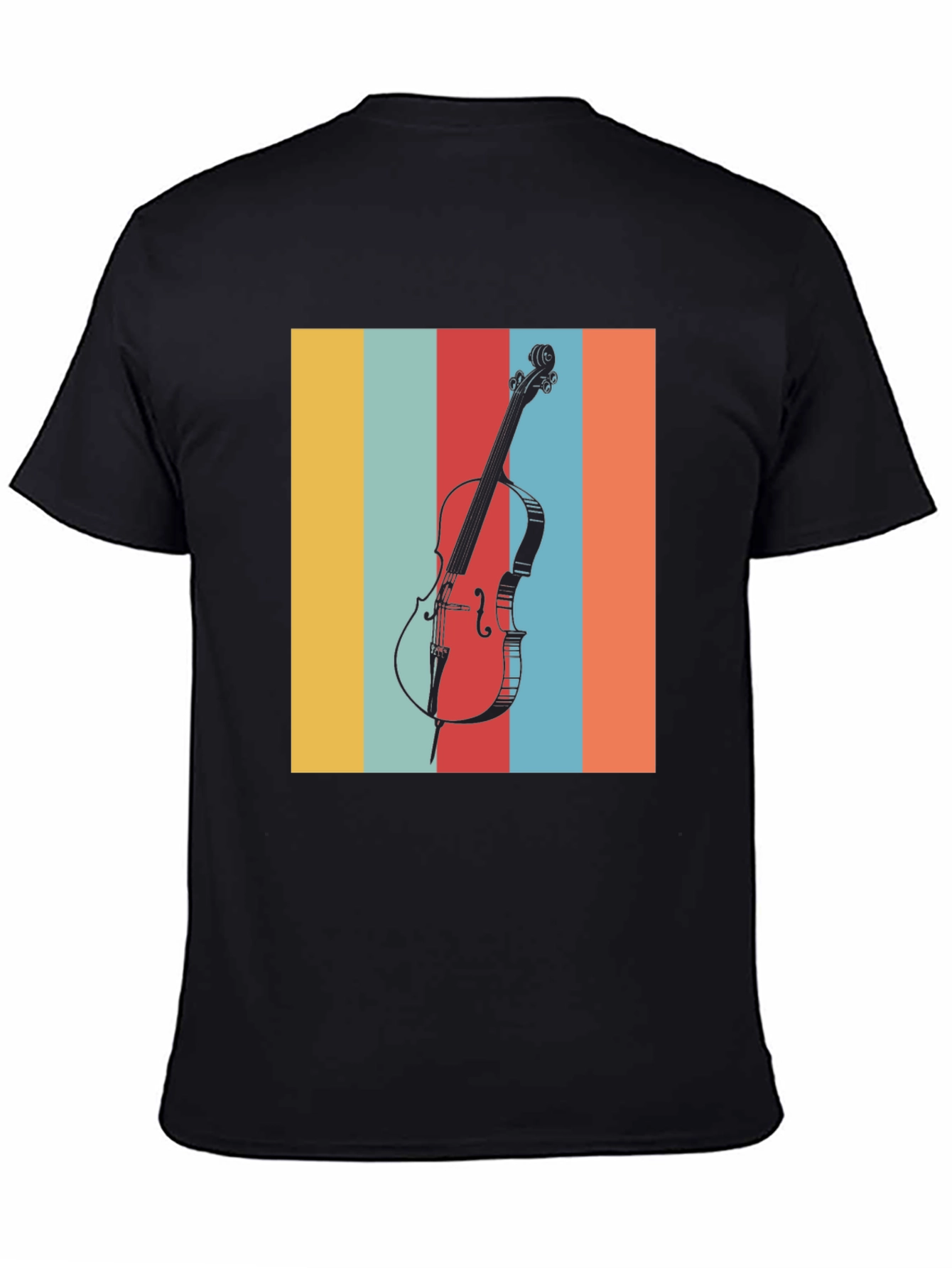 Black Retro Cello Graphic Tee - Music Lover's T-Shirt view 4