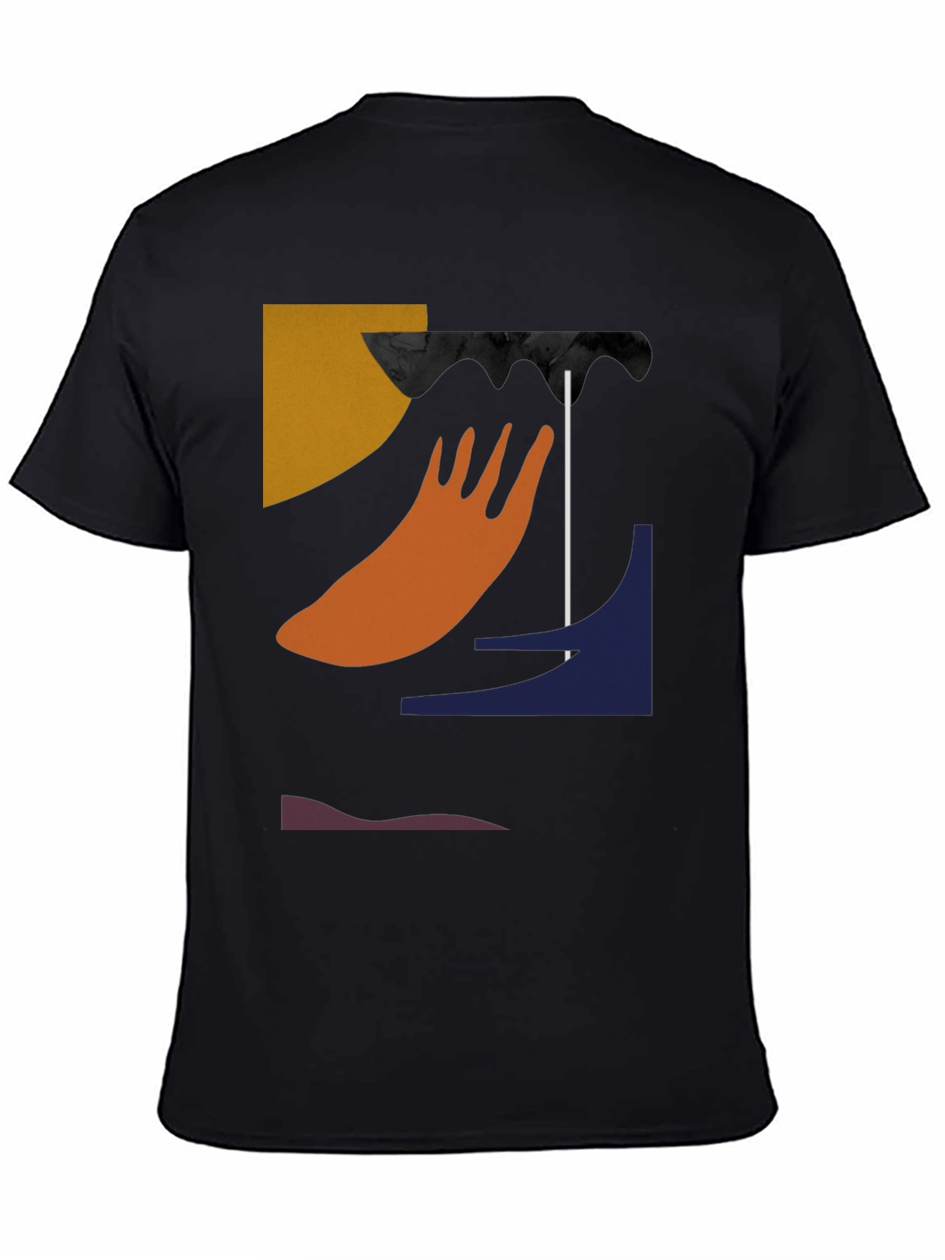 Black Abstract Graphic Black T-Shirt view 4