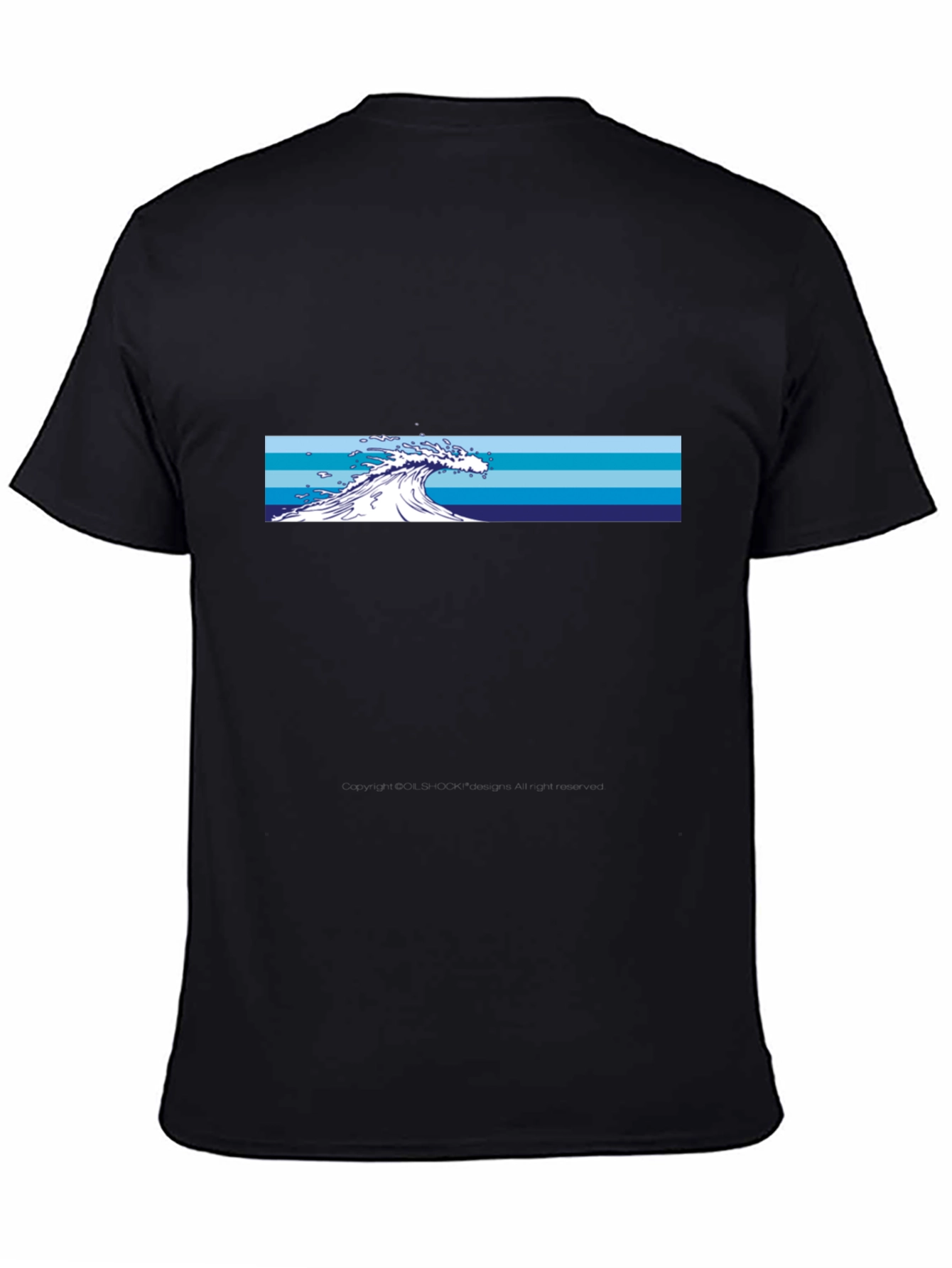 Black Ocean Wave Graphic T-Shirt - Stylish Crew Neck Tee view 4