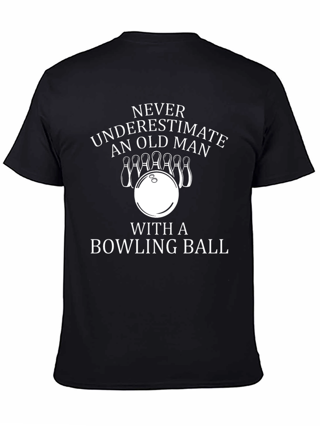 Black Never Underestimate Old Man Bowling Graphic Tee view 4