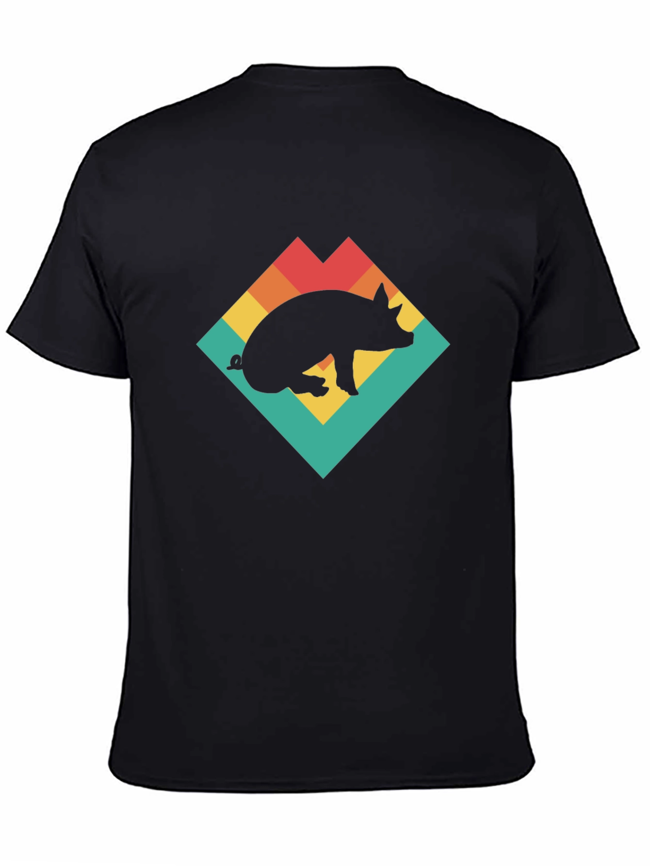 Black Retro Pig Graphic T-Shirt - Black view 4