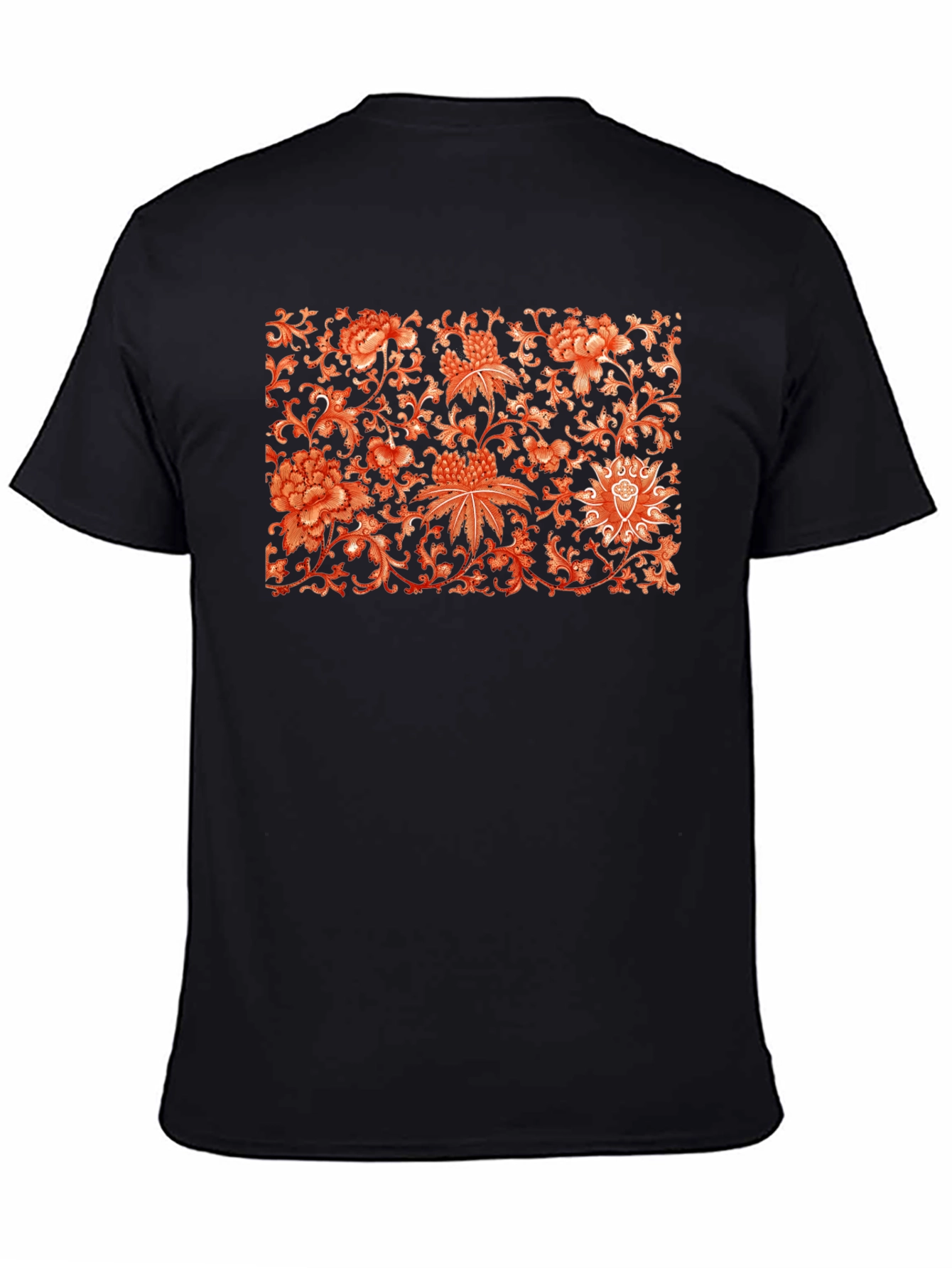 Black Floral Pattern Graphic Print T-Shirt view 4