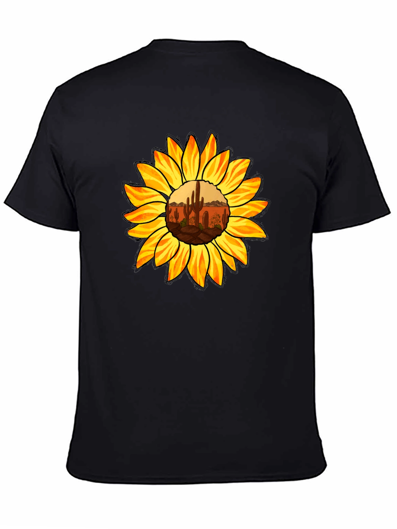 Black Sunflower Desert Graphic Tee - Black Cotton Shirt view 4