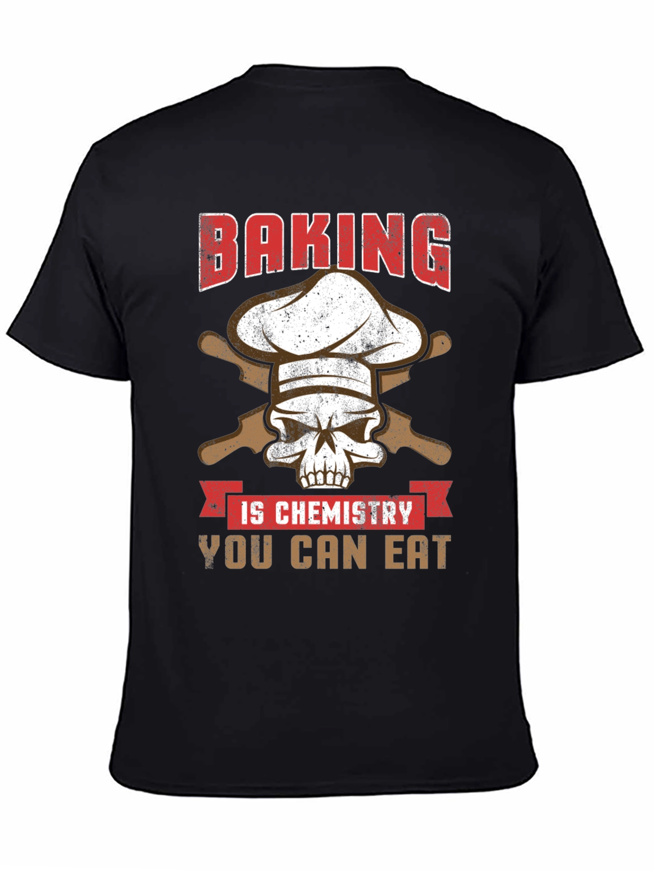 Black Baking is Chemistry Funny Skull T-Shirt view 4