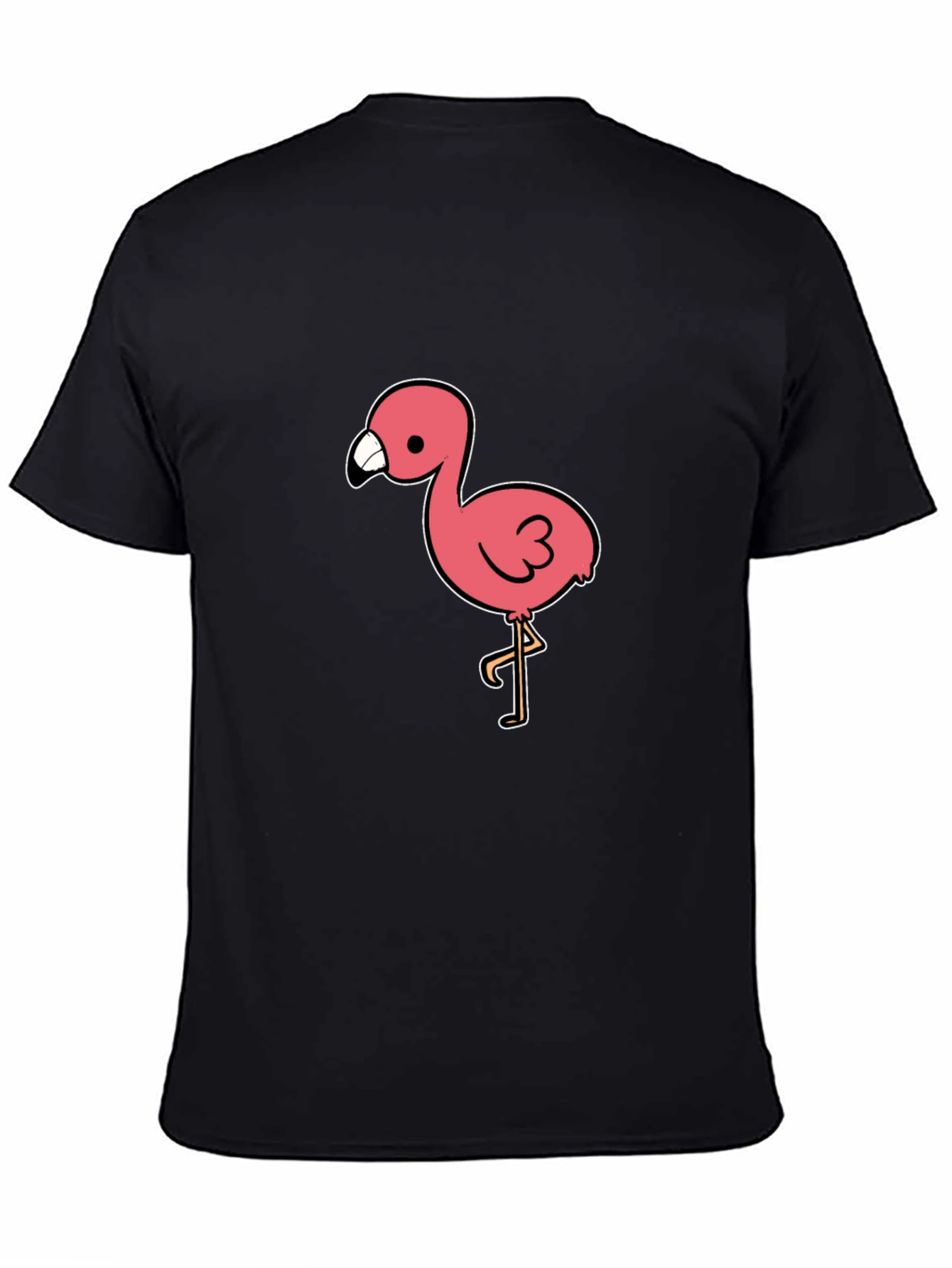 Black Black T-Shirt with Pink Flamingo Graphic view 4
