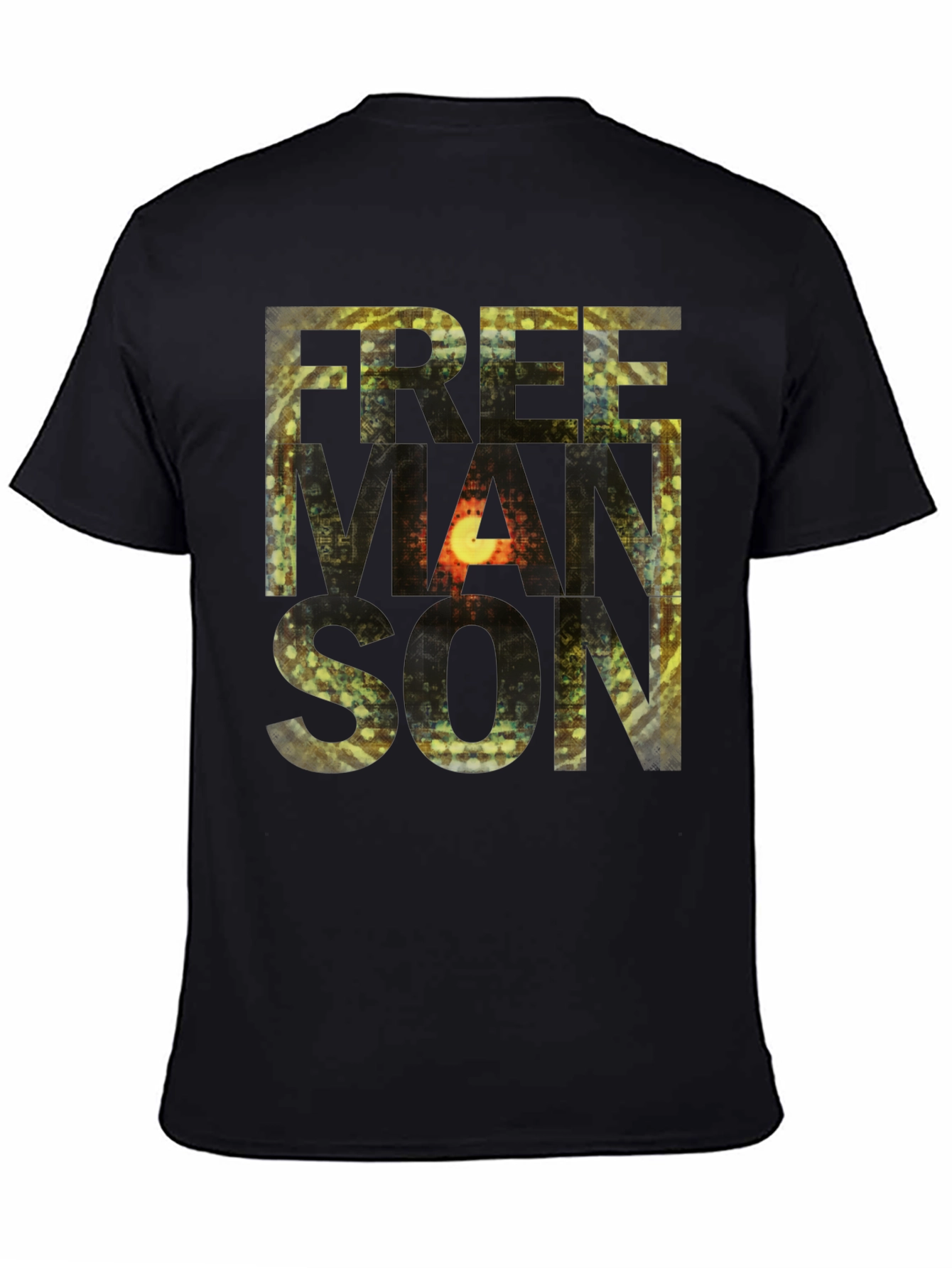 Black Freemanson Men's Black Graphic T-Shirt view 4