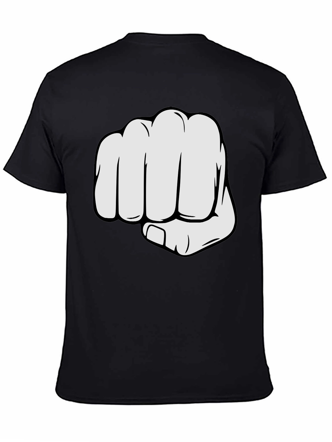Black Fist Bump Graphic Tee - Black Crew Neck Cotton T-Shirt view 4