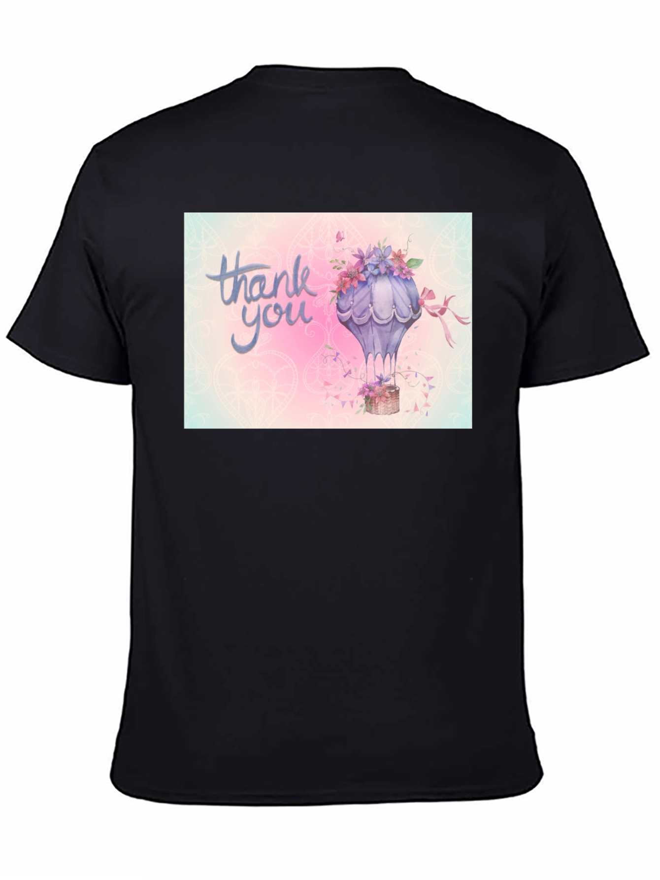 Black Thank You Hot Air Balloon Graphic Tee view 4