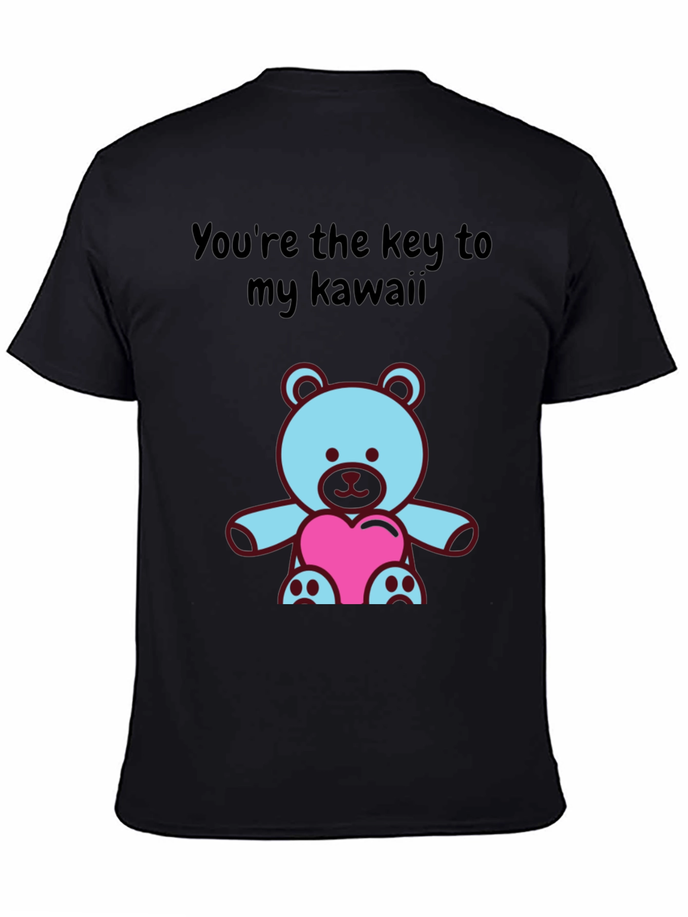 Black Kawaii Bear T-Shirt: Key to My Heart Tee view 4
