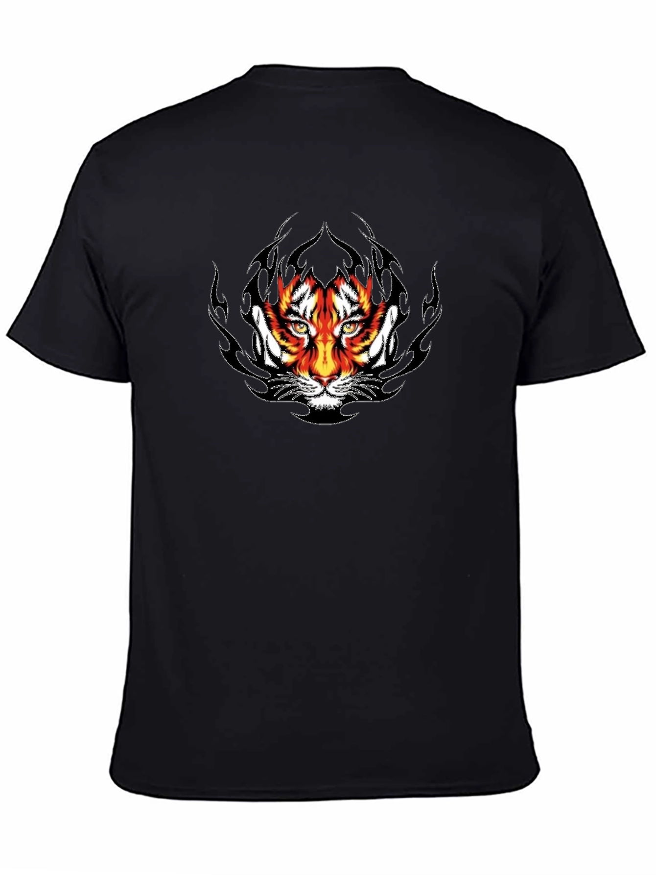 Black Fiery Tiger Graphic Black T-Shirt view 4