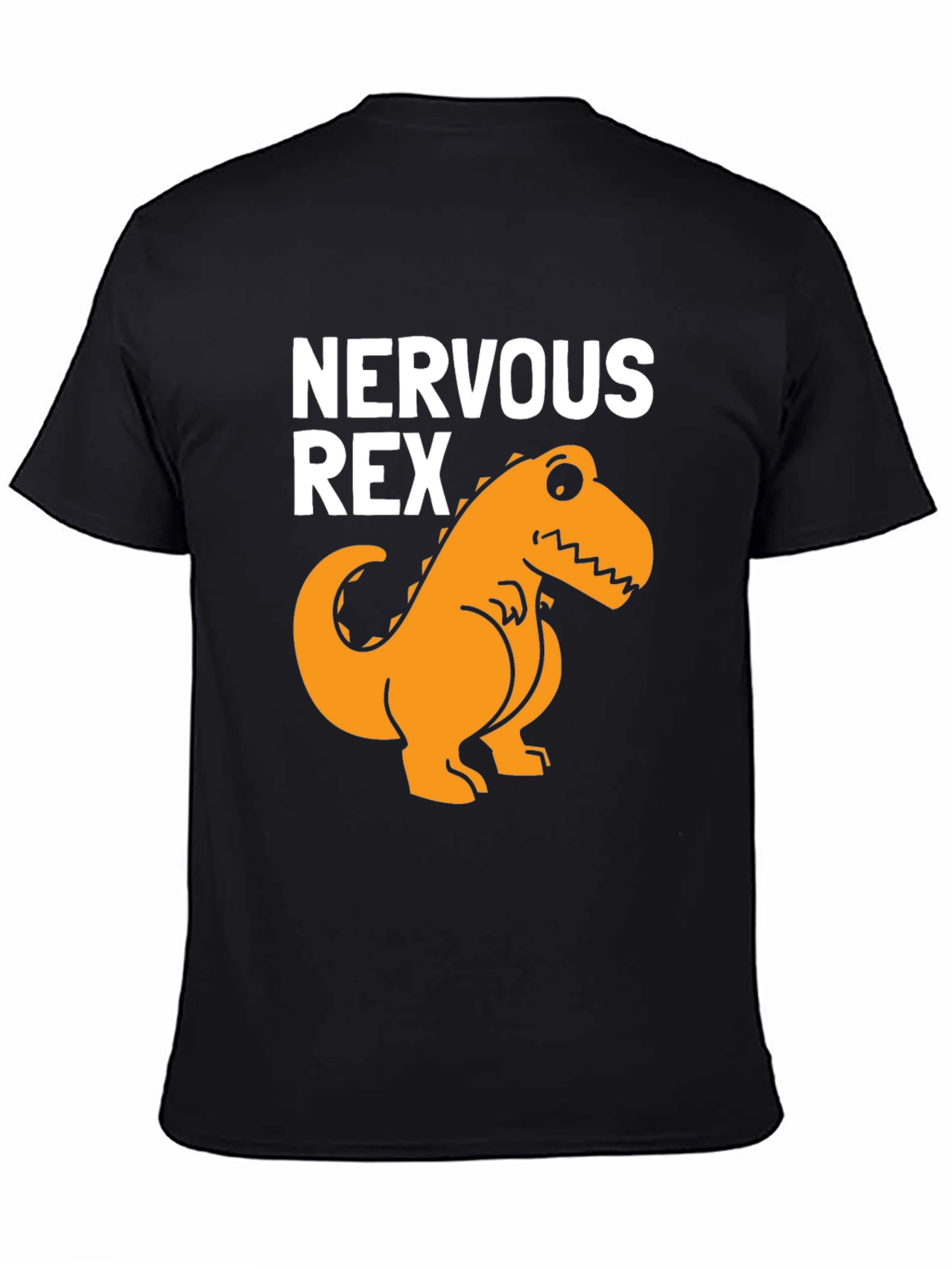 Black Nervous Rex T-Shirt - Funny Dinosaur Tee view 4