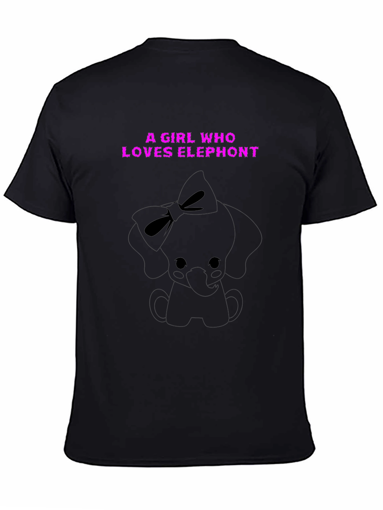 Black A Girl Who Loves Elephant Graphic Tee - Black view 4