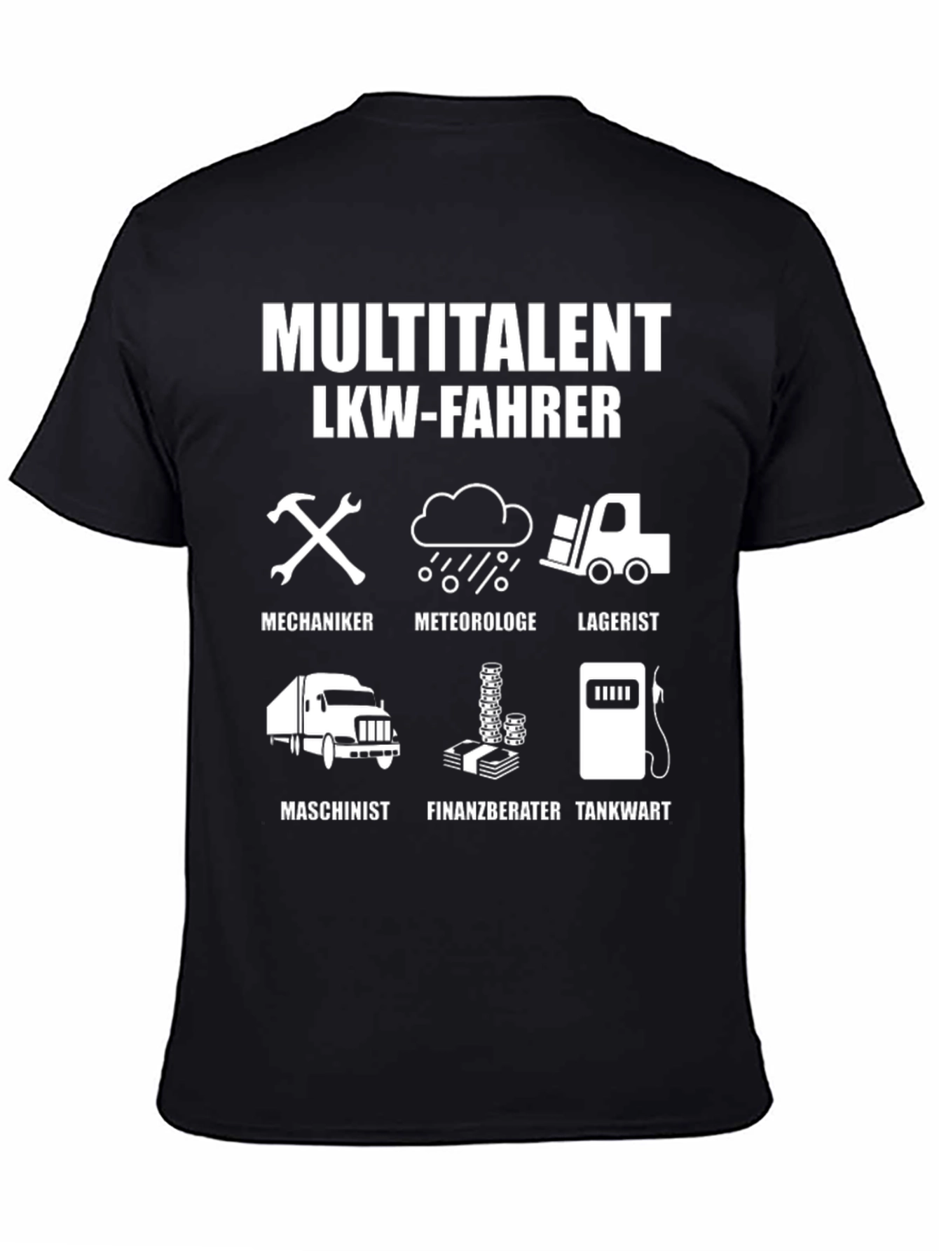 Black Multitalent LKW-Fahrer Black Graphic T-Shirt view 4