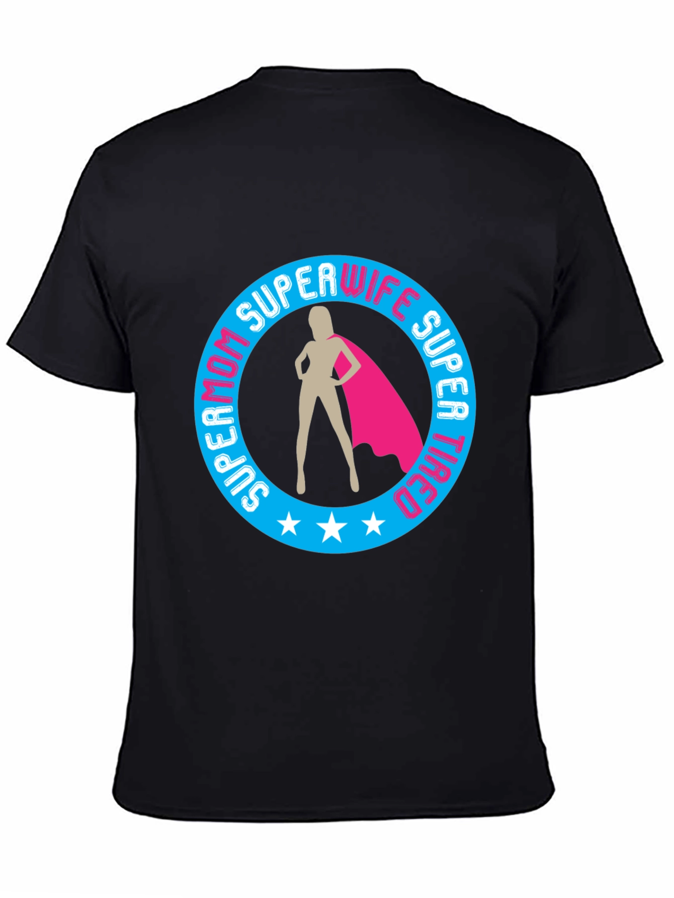 Black Super Mom Wife Tired Graphic T-Shirt view 4