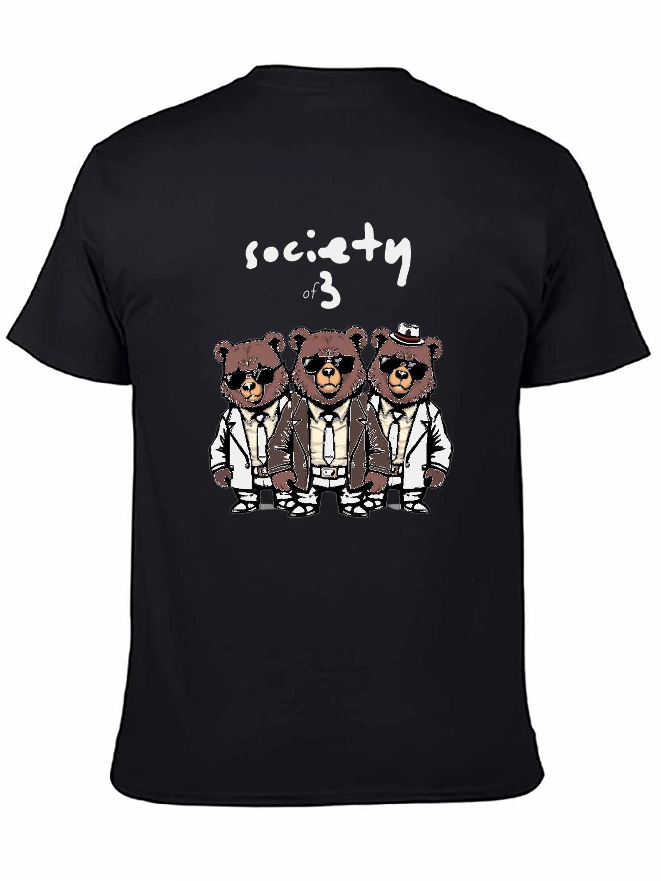 Black Society of 3 Bears T-Shirt - Trendy & Unique! view 4