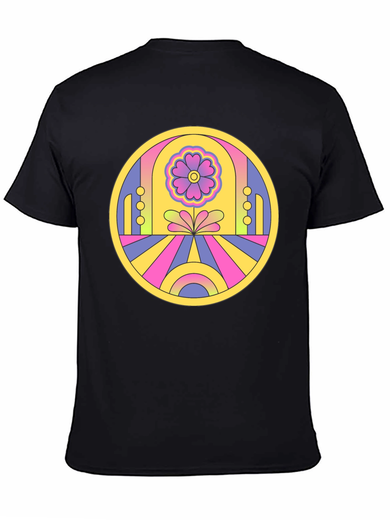 Black Retro Flower Power Graphic Tee - Black view 4