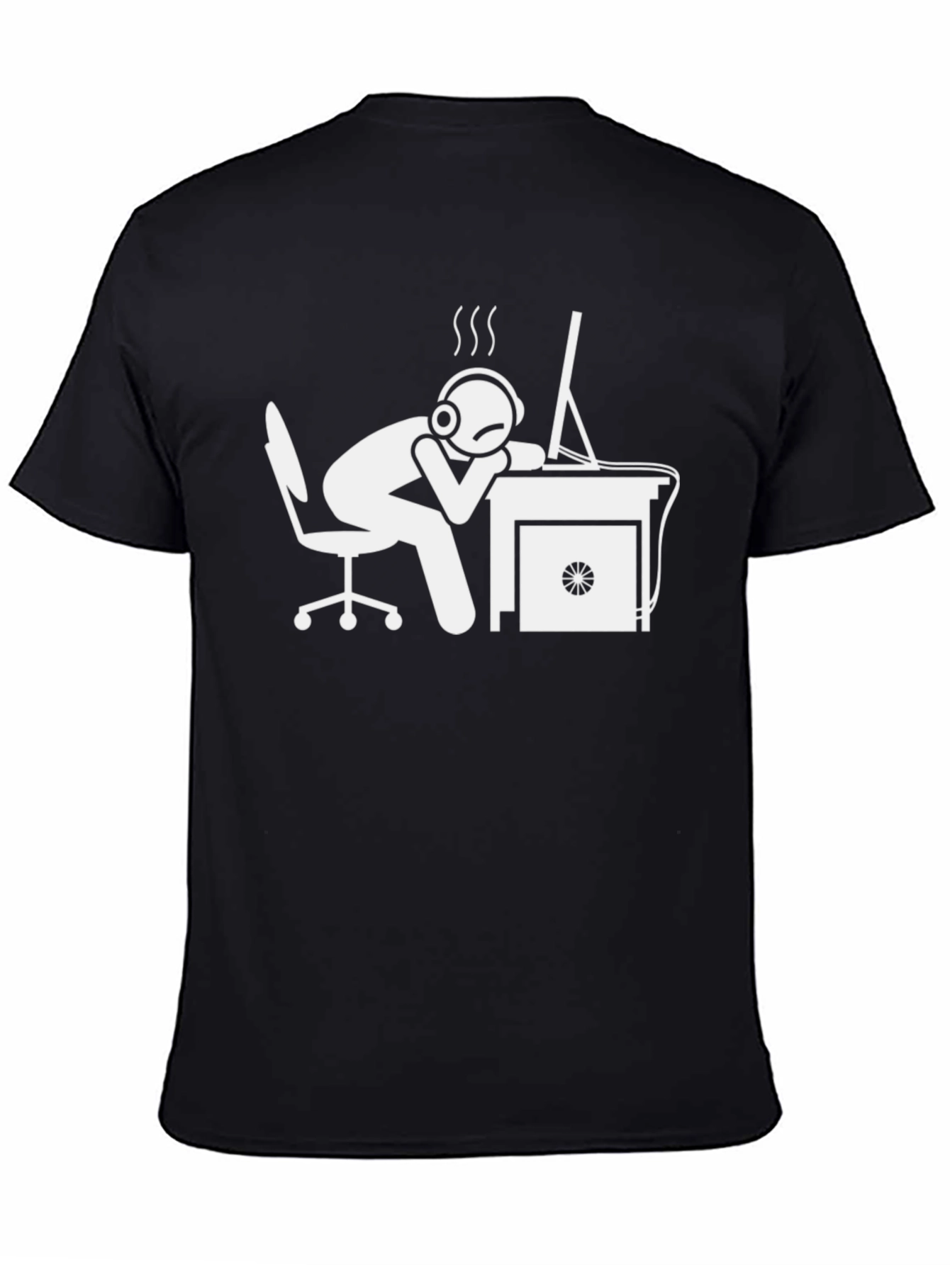 Black Funny Gamer Overworked T-Shirt - Black view 4