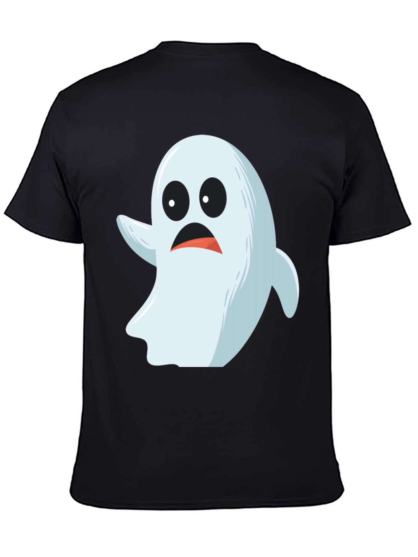 Black Spooky Ghost Graphic Tee - Halloween Costume Shirt view 4