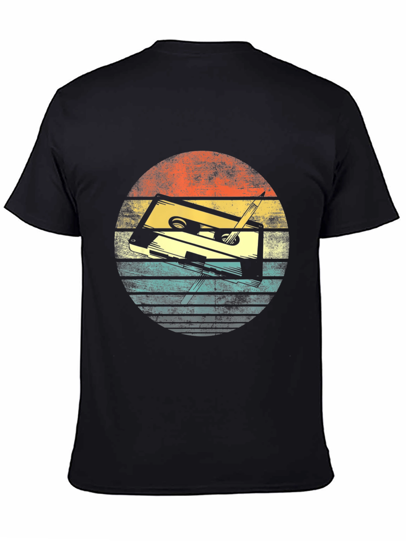 Black Retro Cassette Tape Graphic T-Shirt view 4