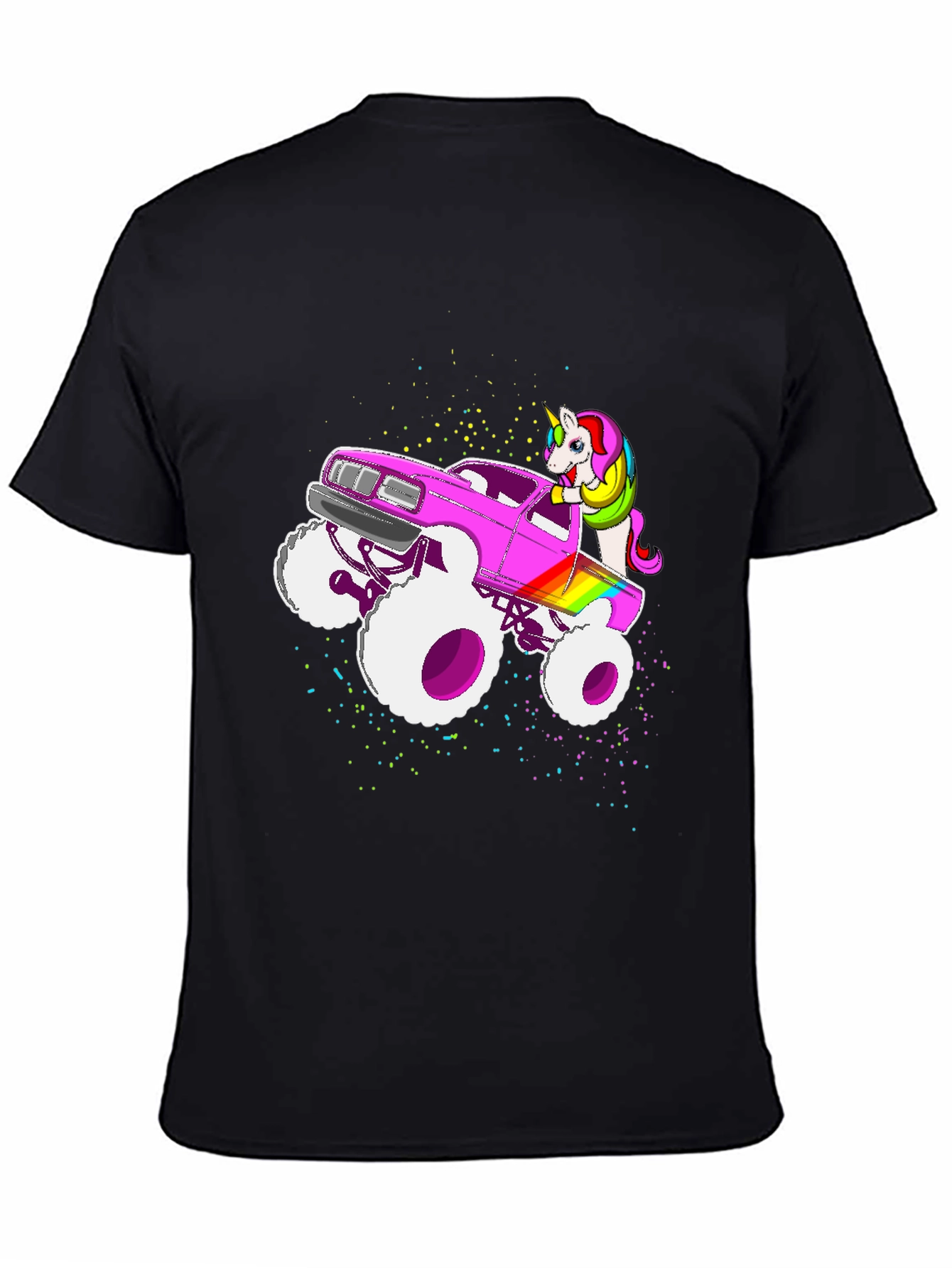 Black Unicorn Monster Truck Graphic T-Shirt view 4