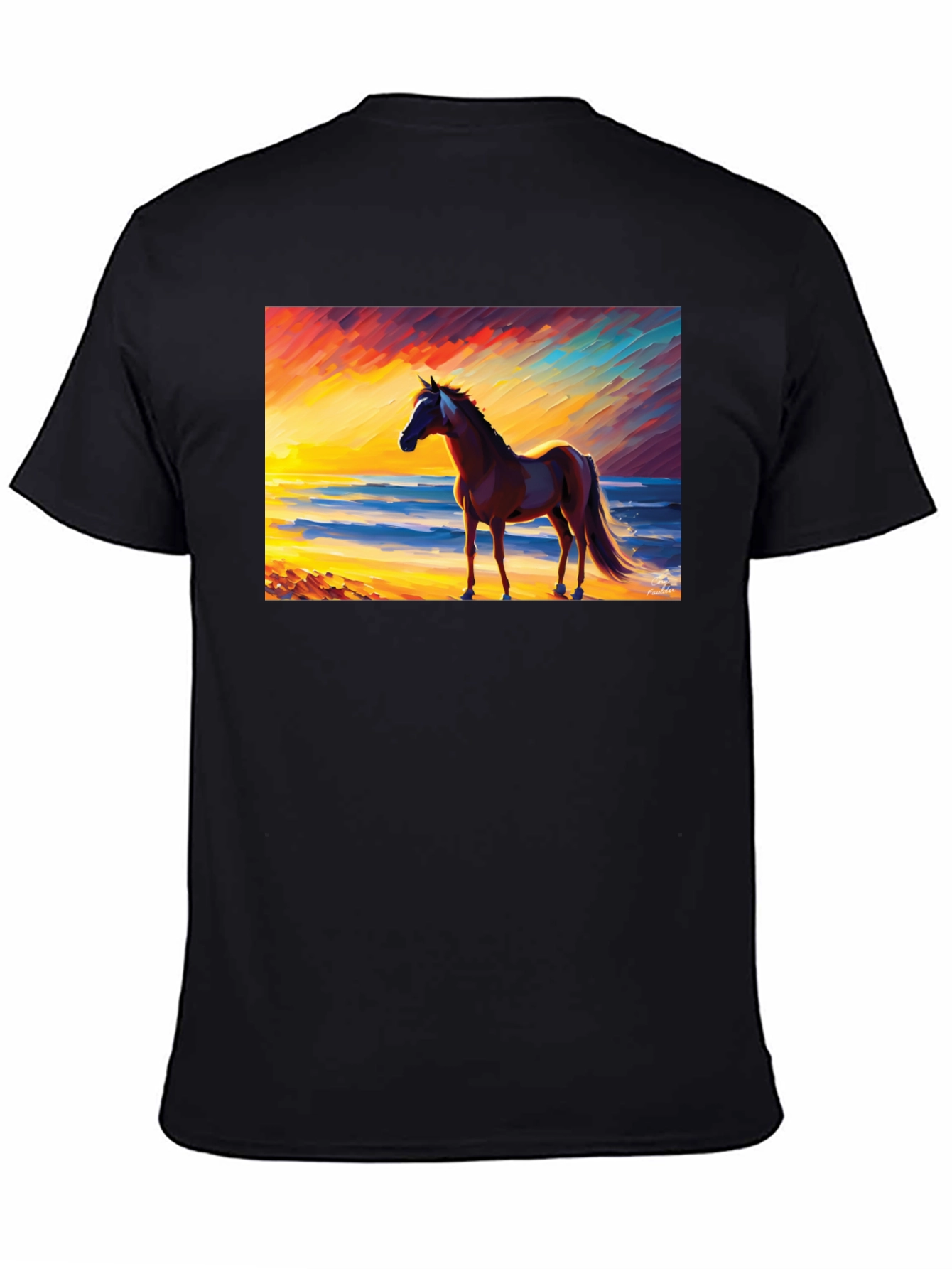 Black Horse Beach Sunset Graphic Tee view 4