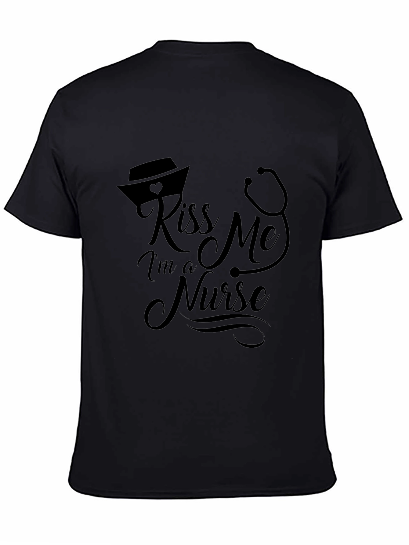 Black Kiss Me I'm A Nurse Black T-Shirt view 4