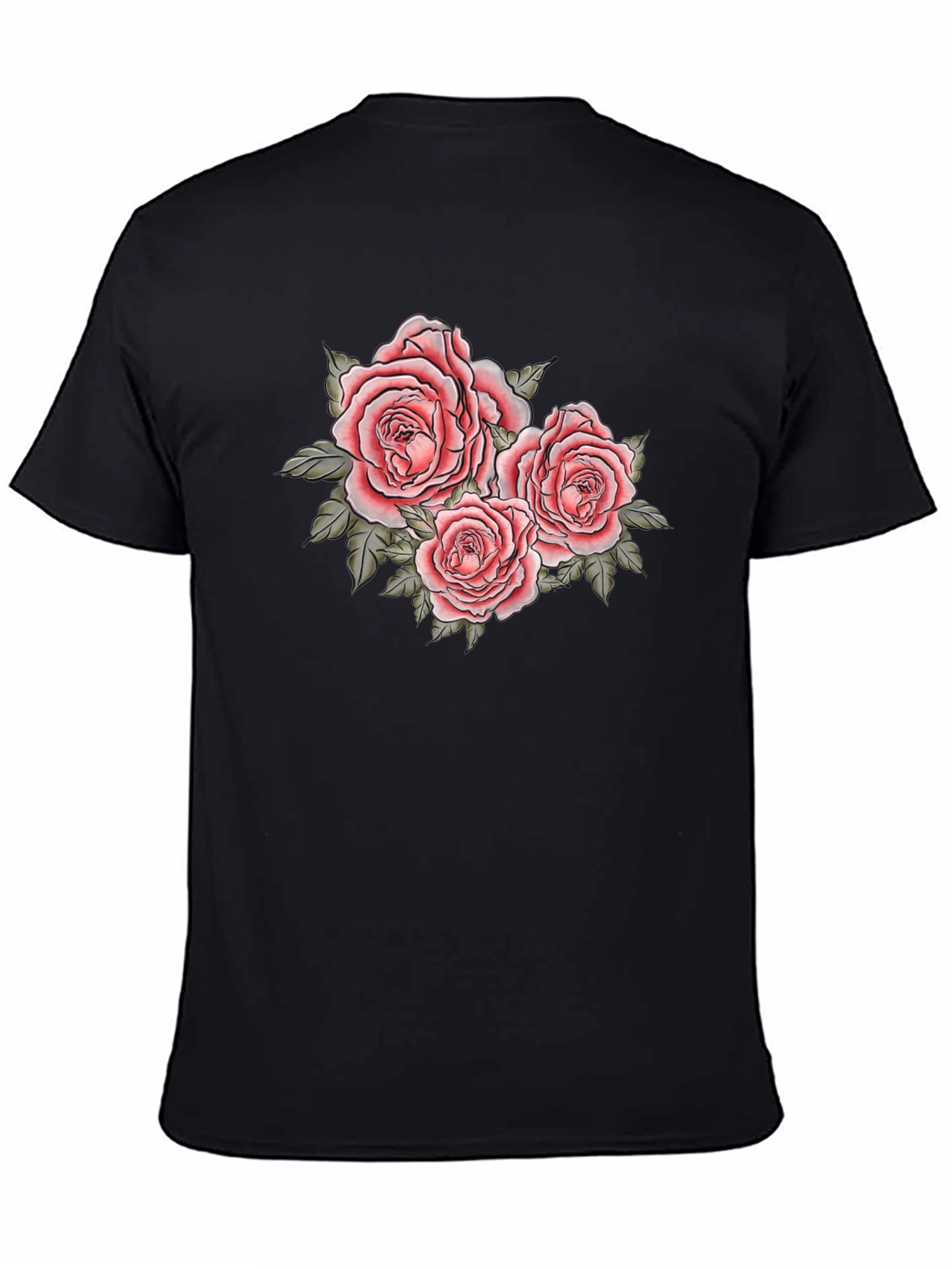 Black Floral Roses Graphic Black T-Shirt view 4
