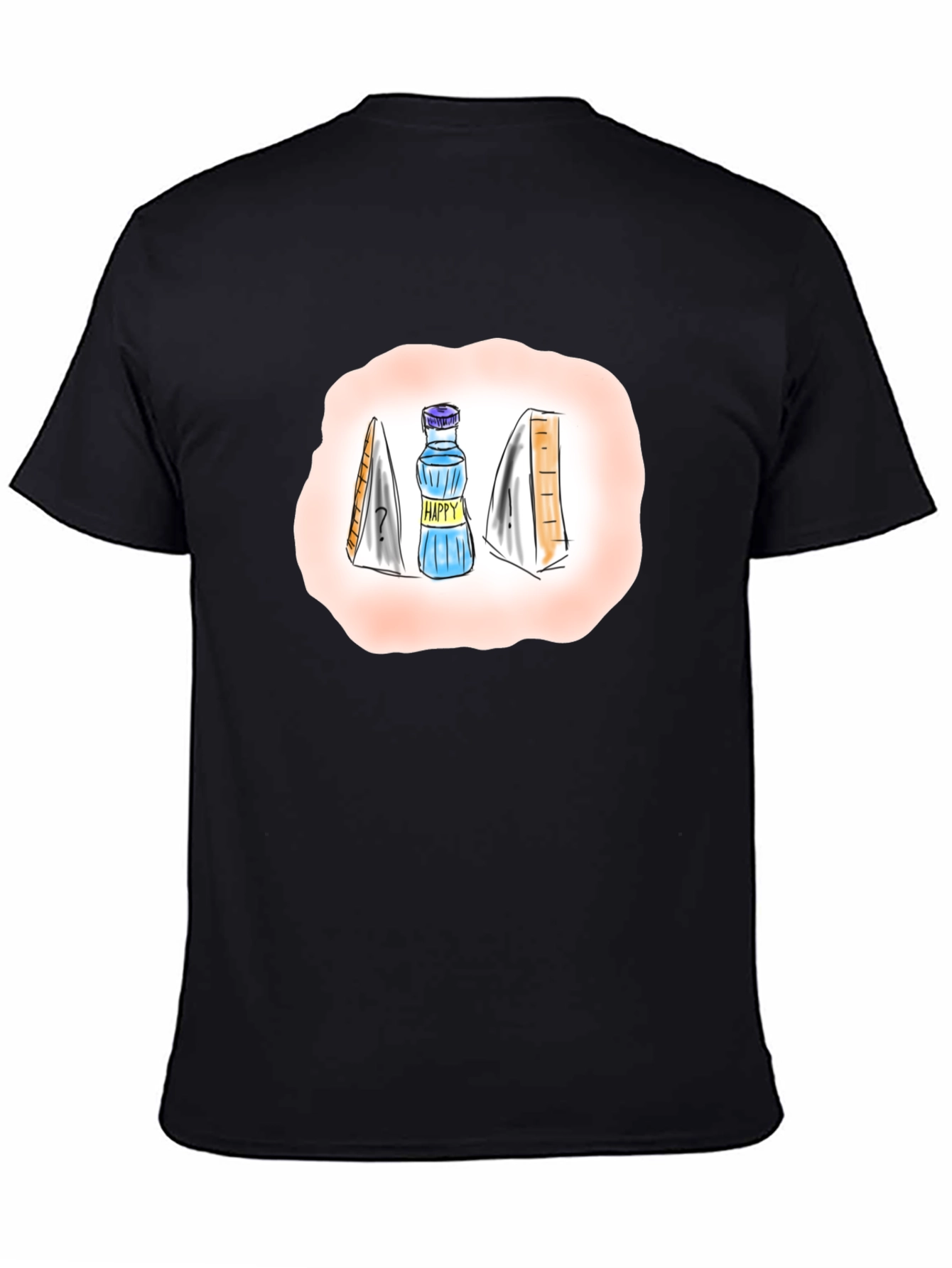 Black Happy Water & Sandwich Graphic T-Shirt - Black view 4
