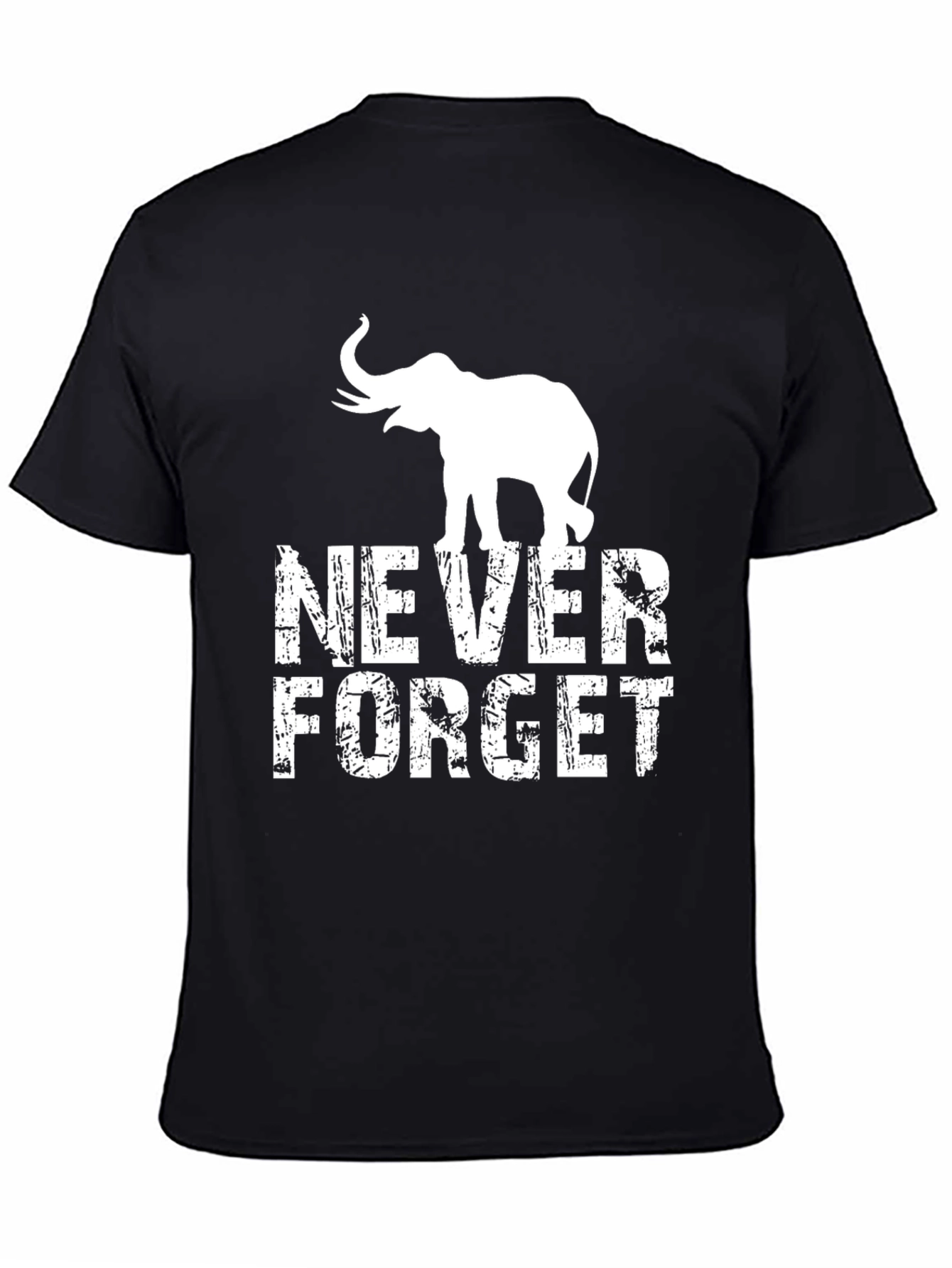 Black Never Forget Elephant Graphic Tee - Black T-Shirt view 4