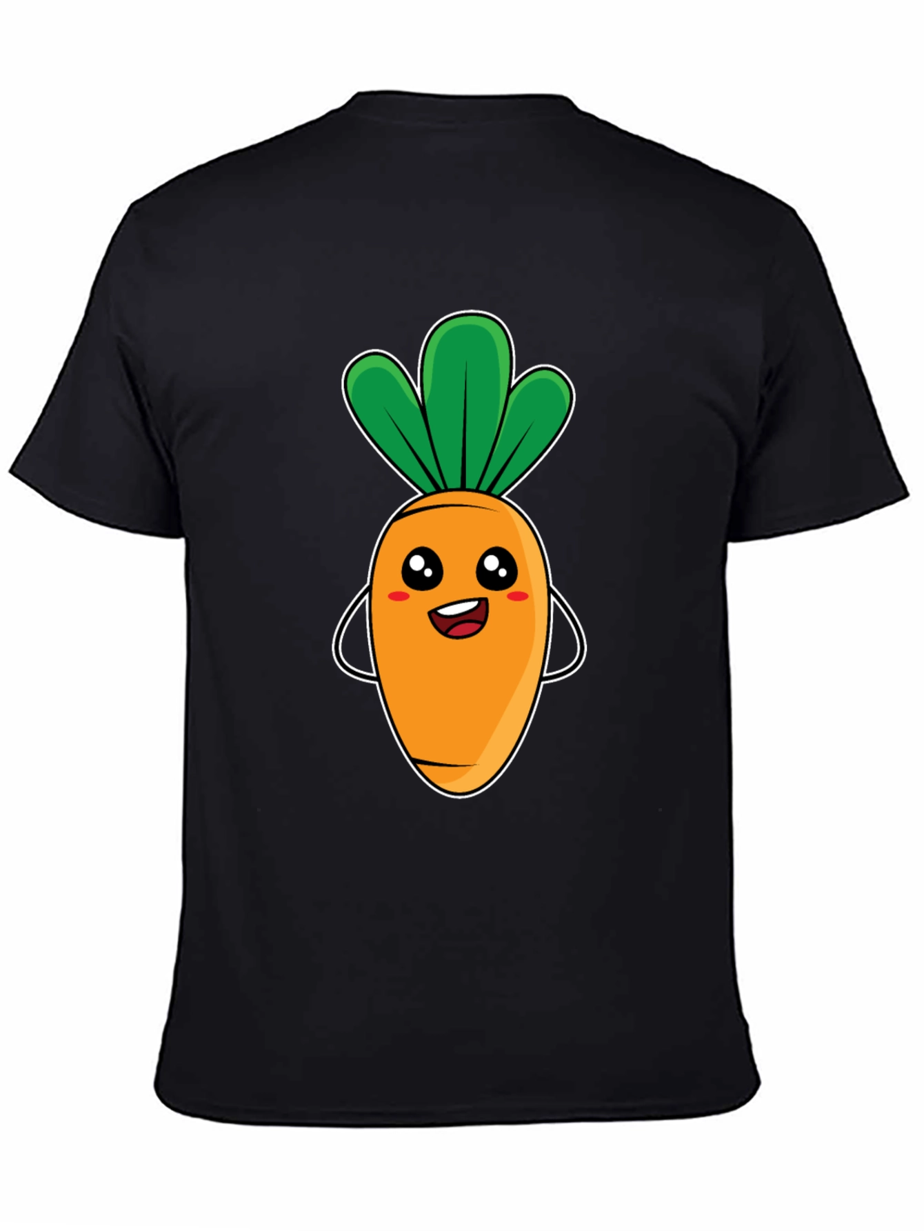 Black Cute Carrot Graphic Tee - Black Unisex T-Shirt view 4