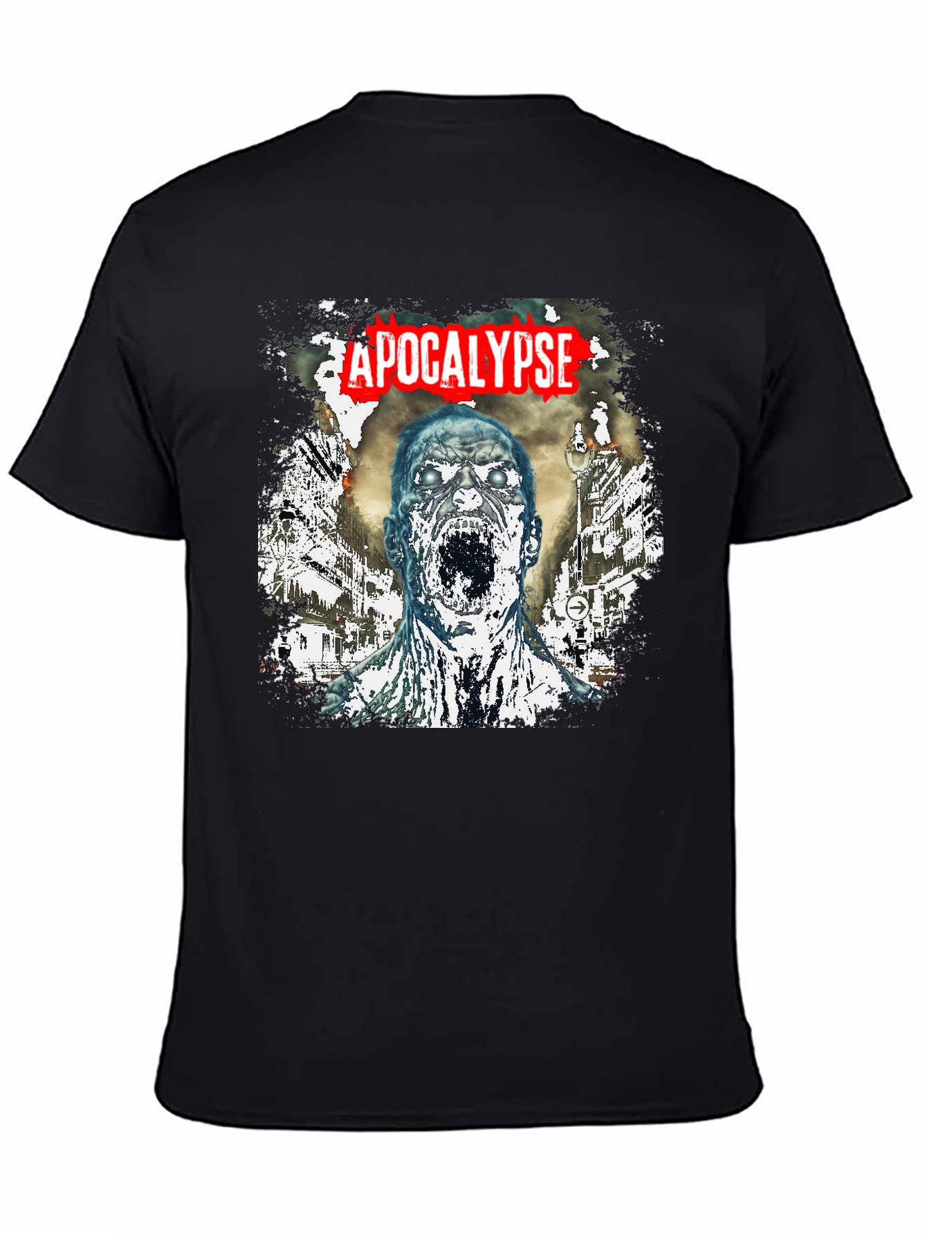 Black Apocalypse Zombie Graphic T-Shirt - Black Cotton Tee view 4