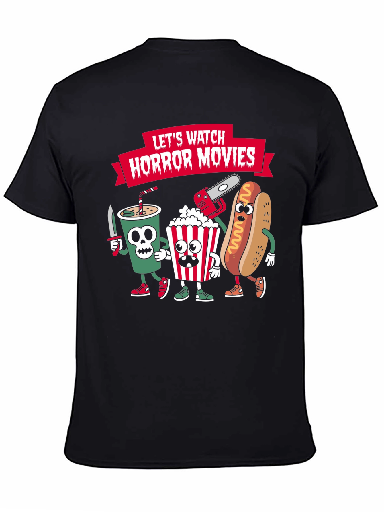 Black Horror Movie Night T-Shirt view 4