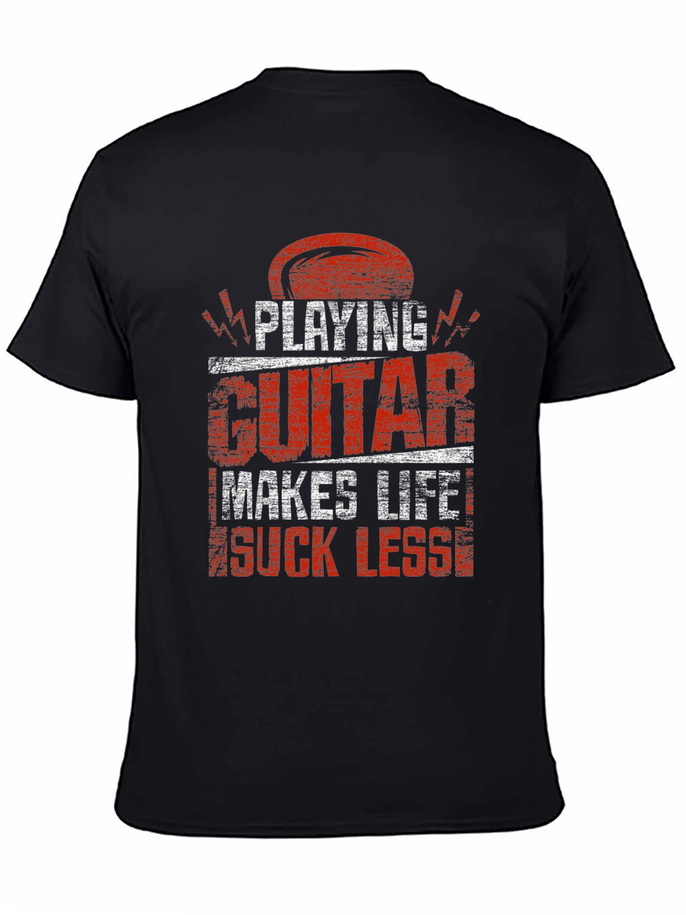 Black Playing Guitar Makes Life Suck Less T-Shirt view 4