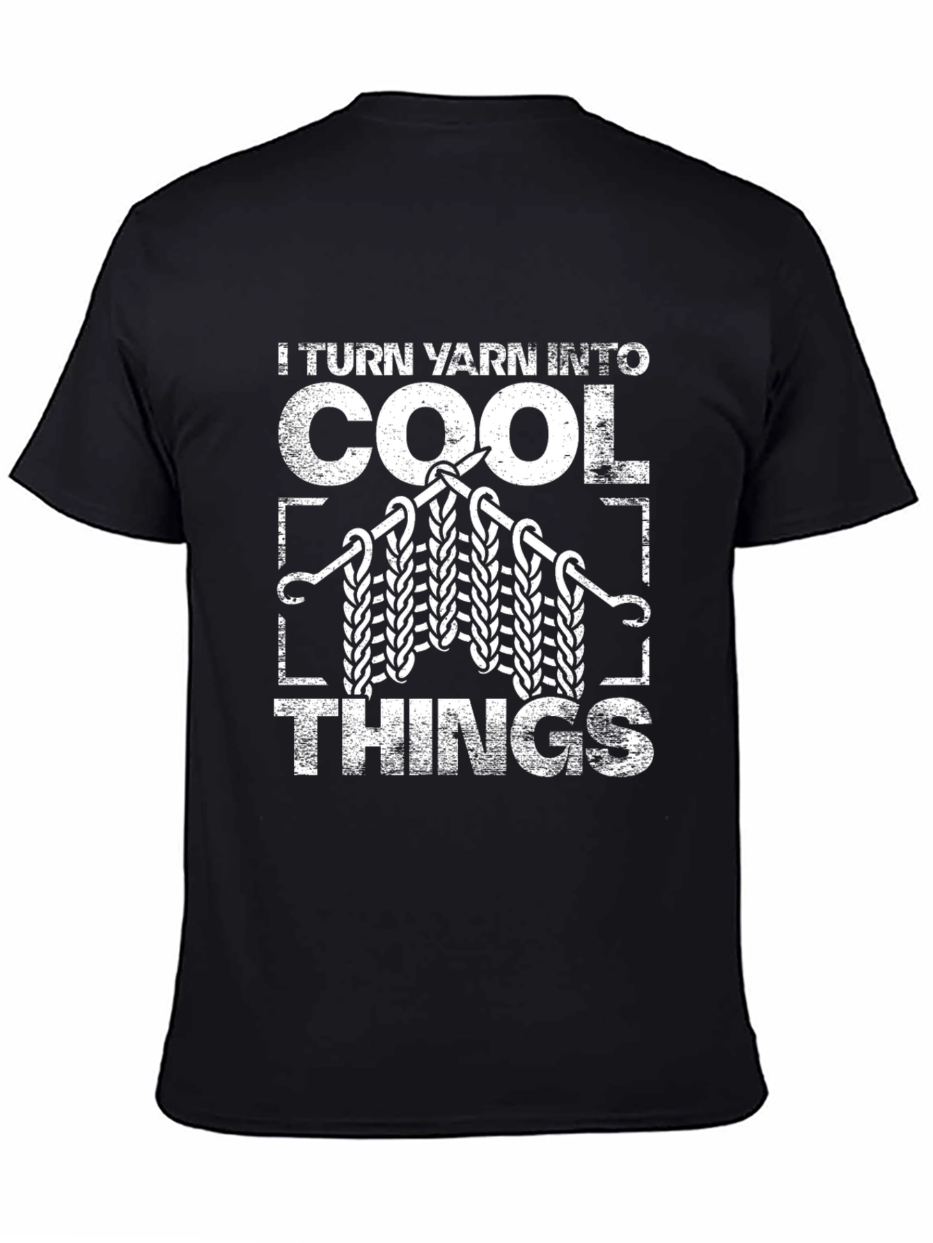 Black I Turn Yarn Into Cool Things T-Shirt view 4