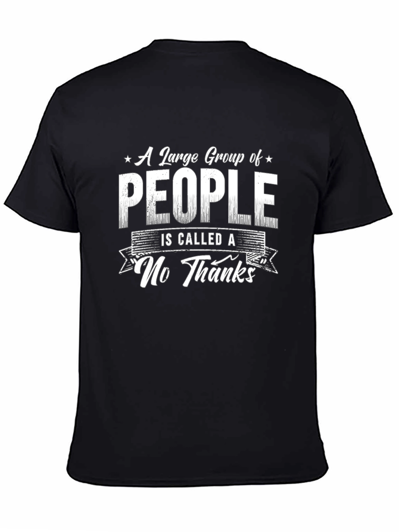 Black Funny Sarcastic Graphic Tee - No Thanks view 4