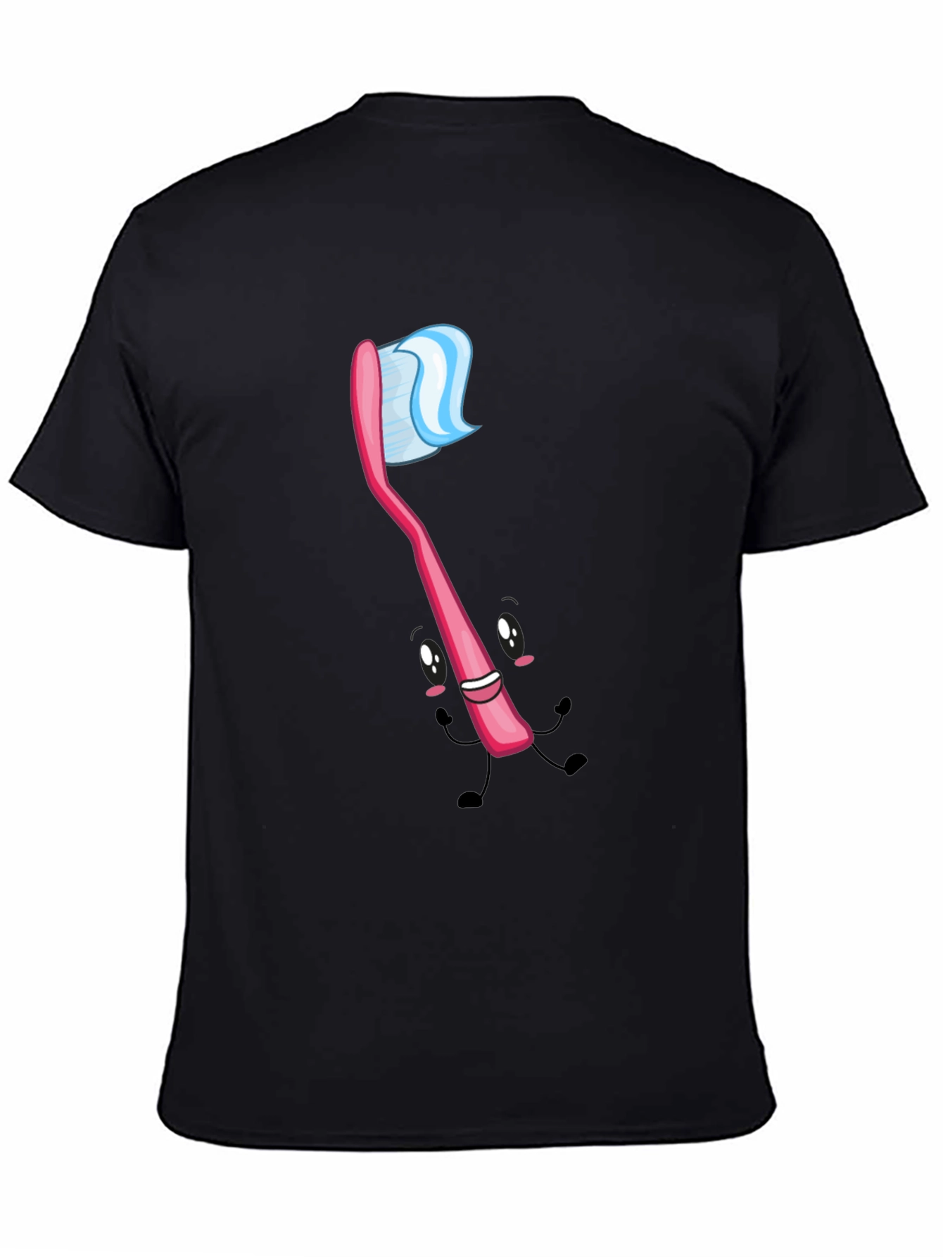Black Fun Toothbrush Graphic Tee - Black Cotton Blend view 4