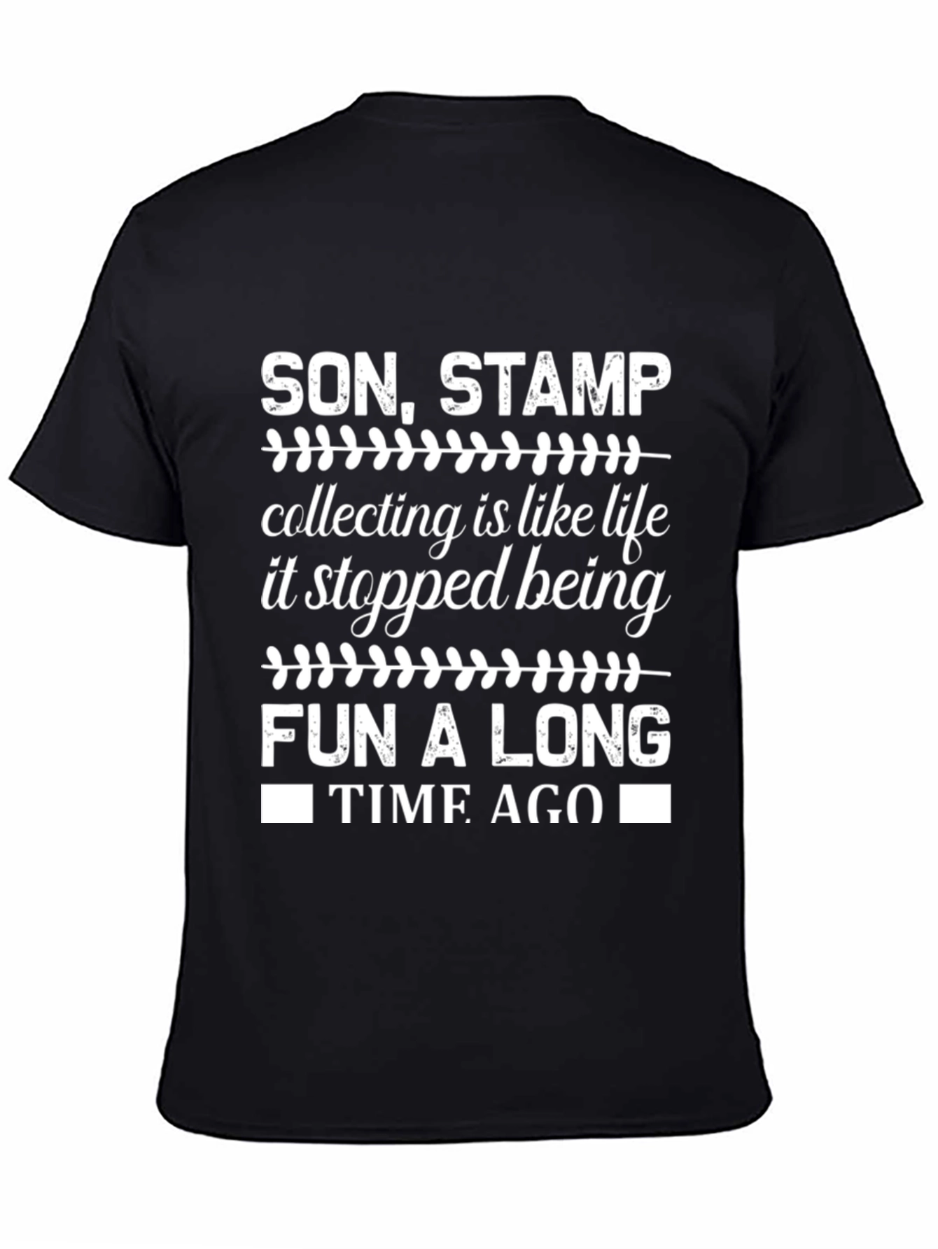 Black Stamp Collecting Humor Graphic Tee view 4