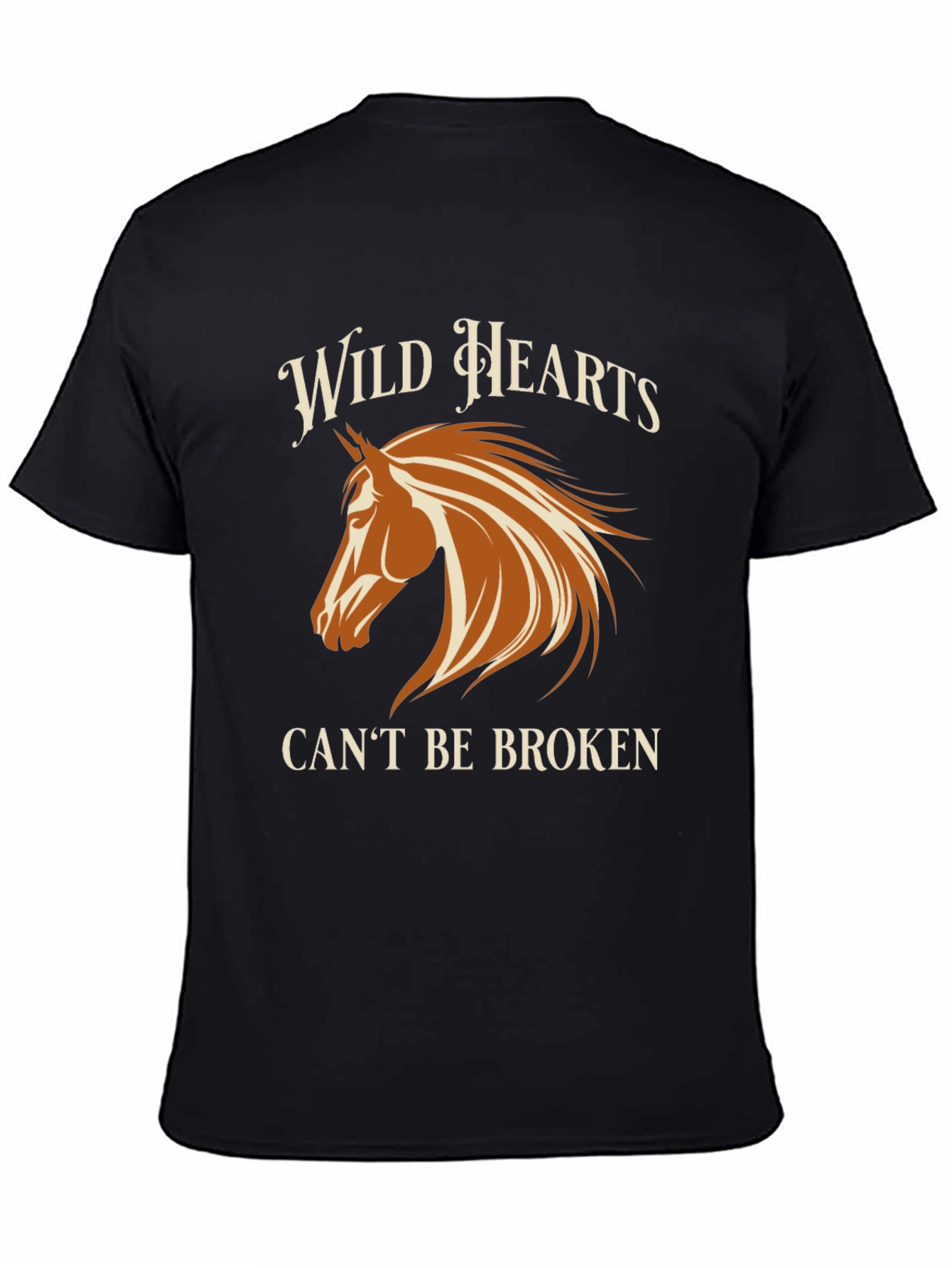 Black Wild Hearts Horse Graphic Black T-Shirt view 4