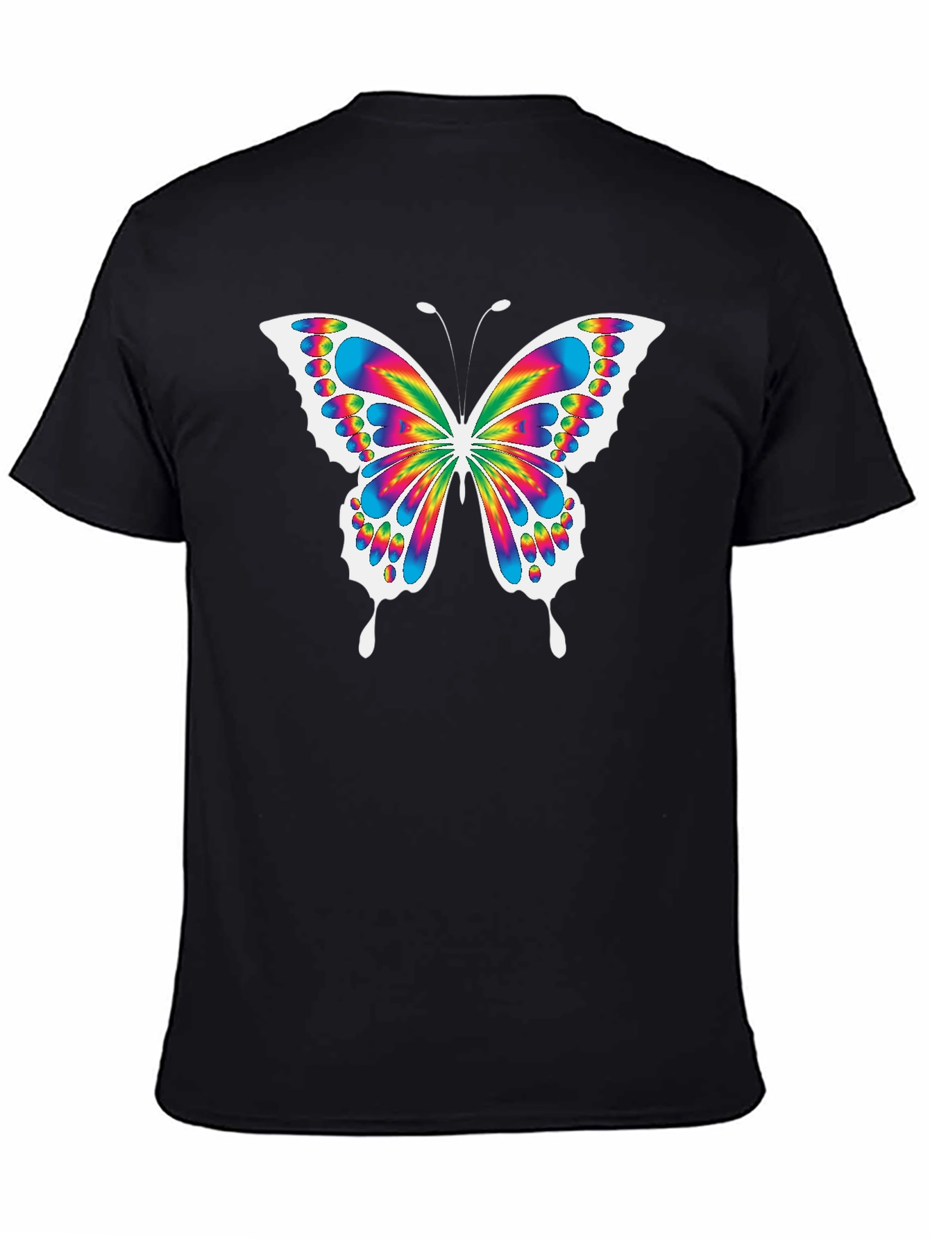 Black Rainbow Butterfly Graphic Black T-Shirt view 4